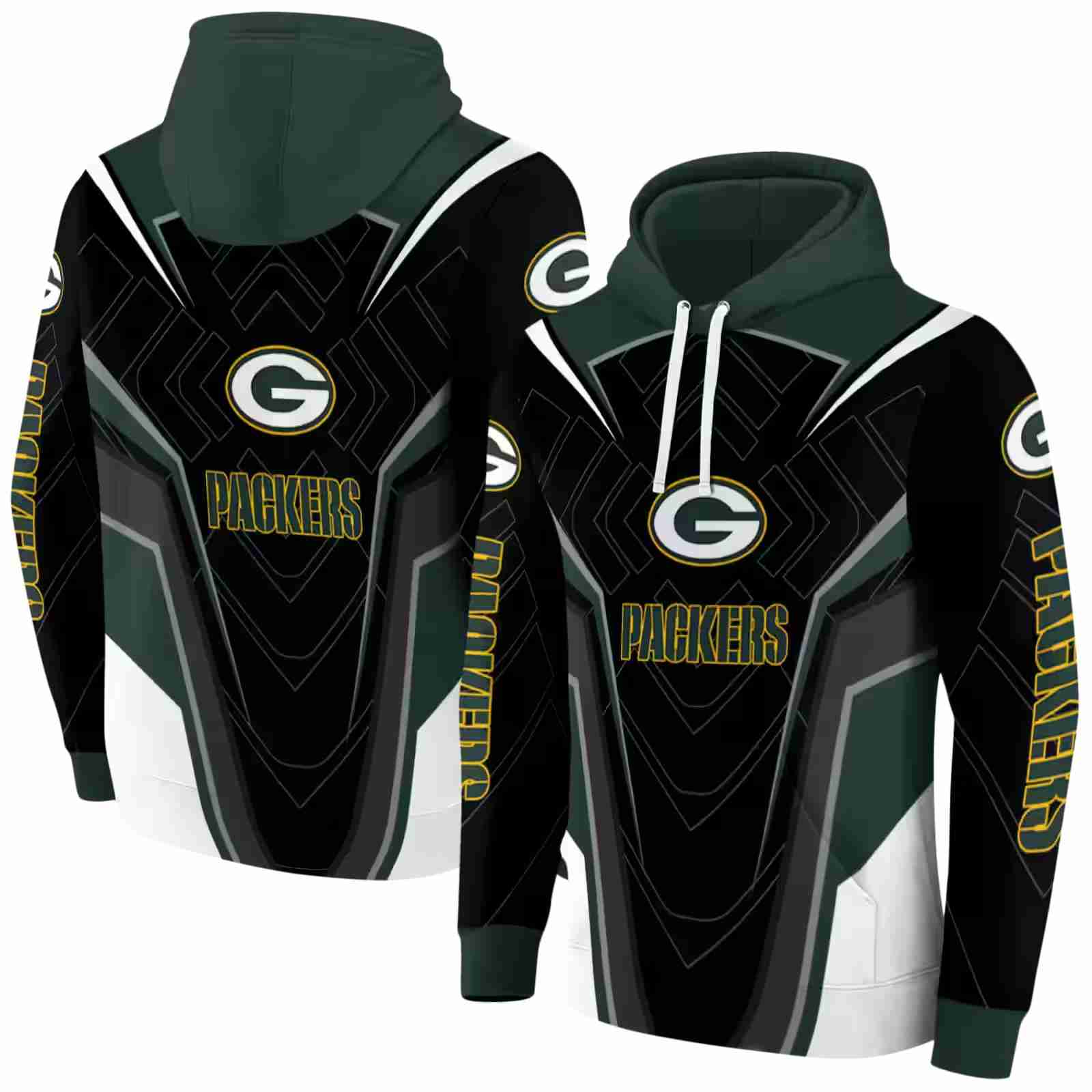 green bay packers futuristic pattern green black hoodie fashion forward