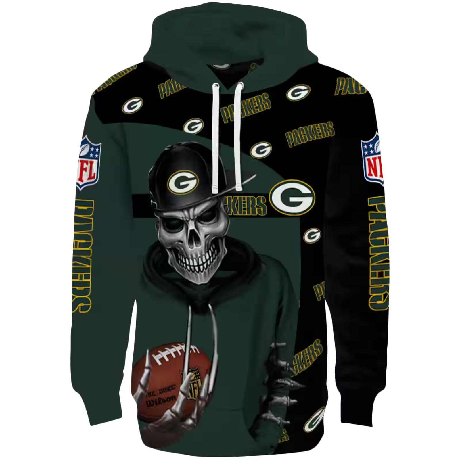 Green Bay Packers Grim Vibe Green Black Hoodie