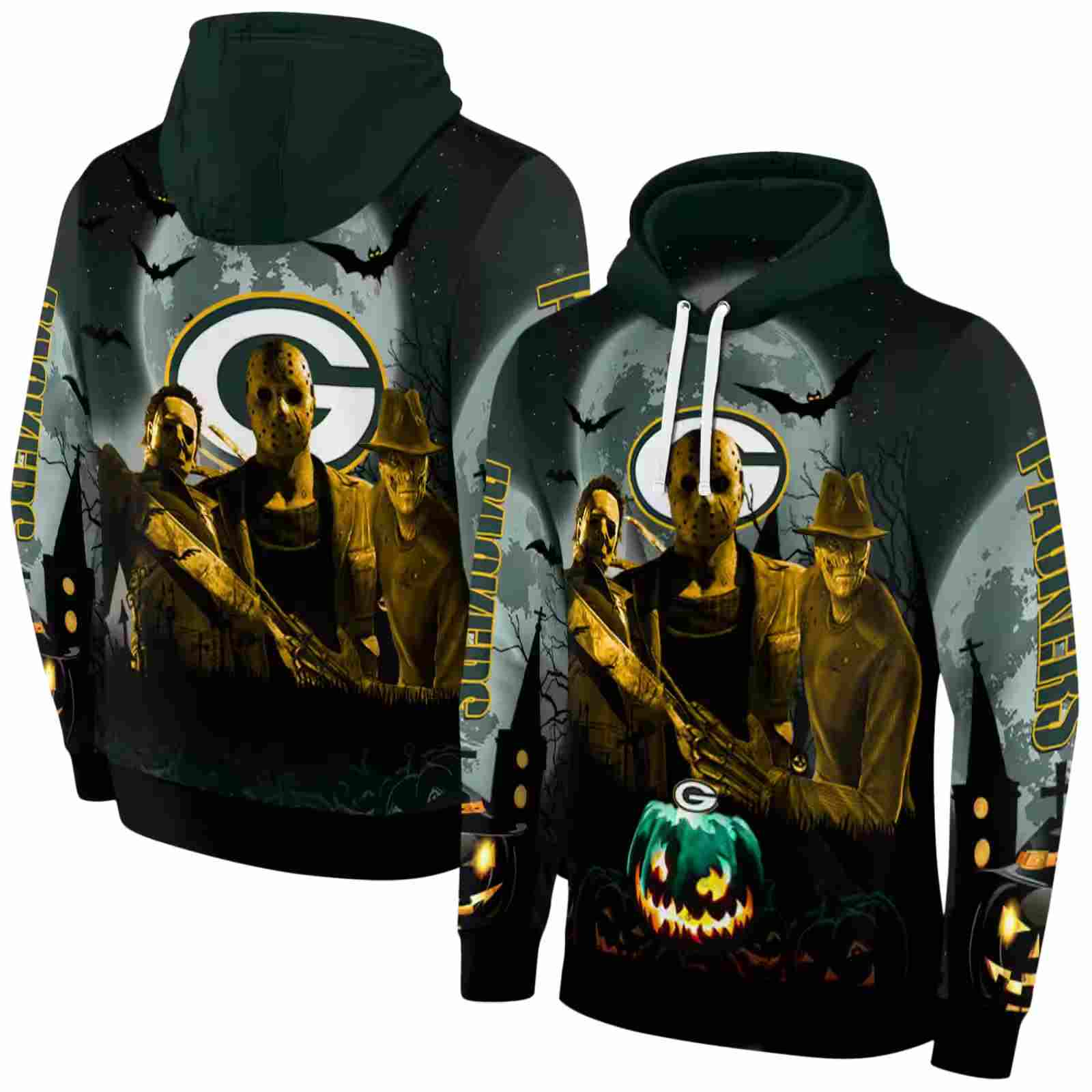 green bay packers halloween vibes green black hoodie fashion forward