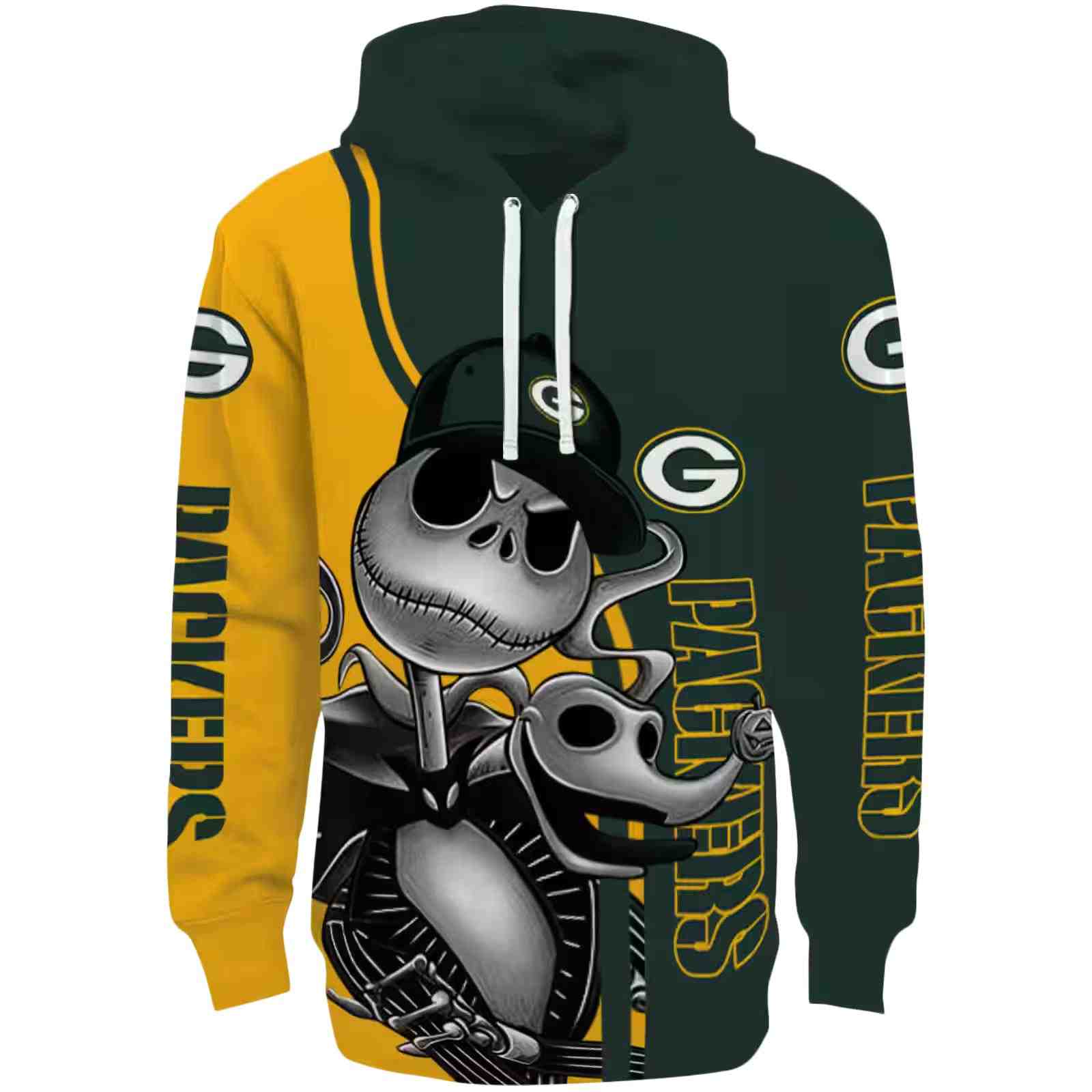 Green Bay Packers Jack Skellington Green Hoodie