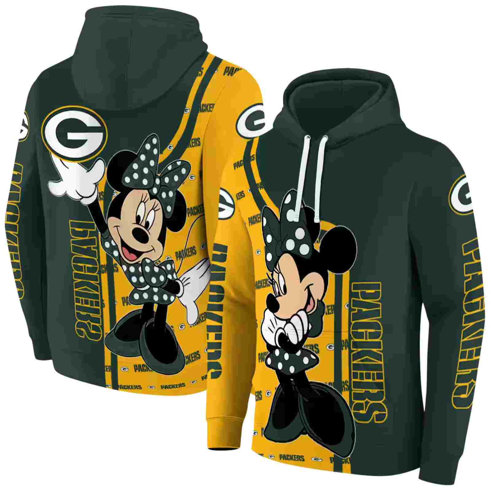 green bay packers minnie mouse green hoodie fashion forward