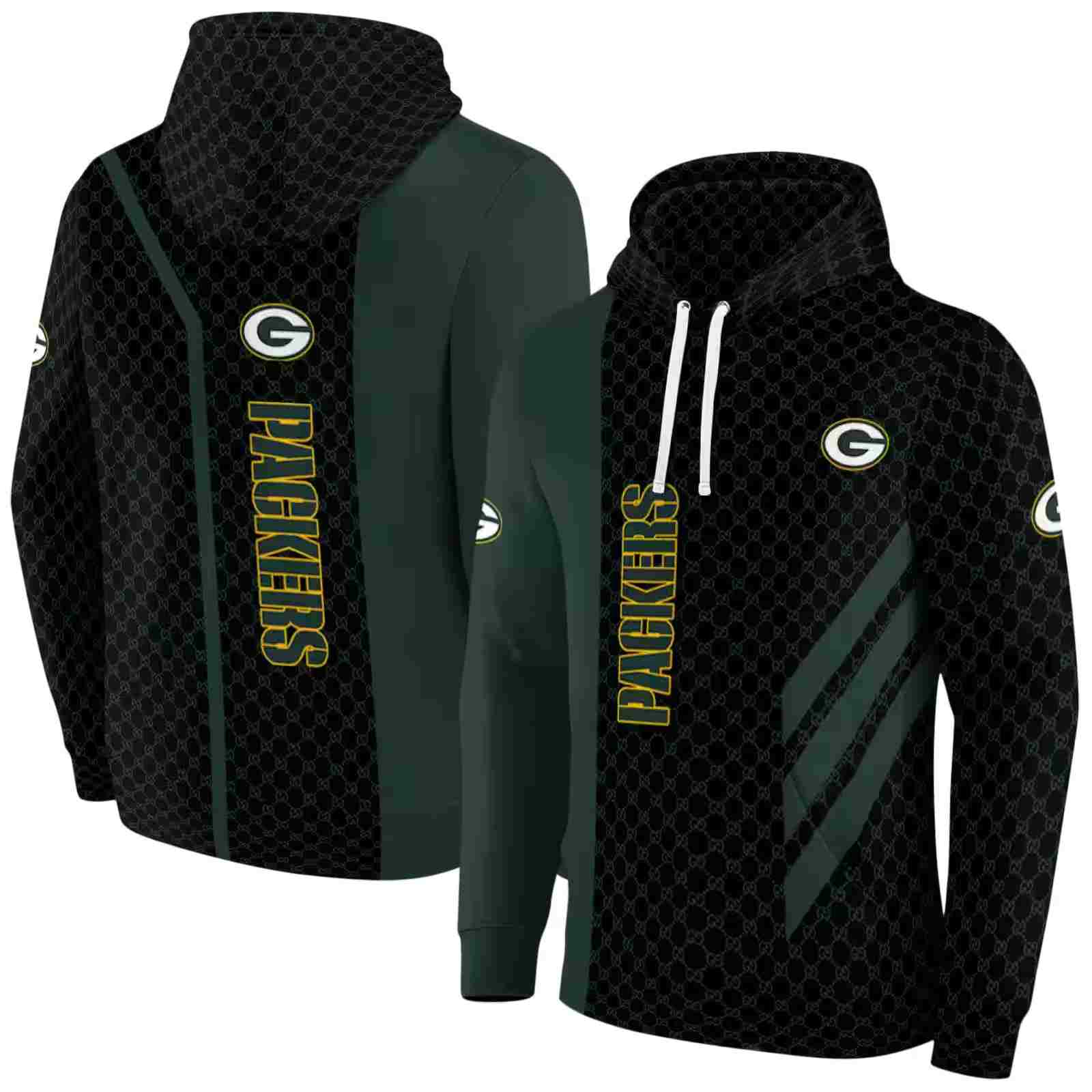 green bay packers monogram pattern green hoodie fashion forward