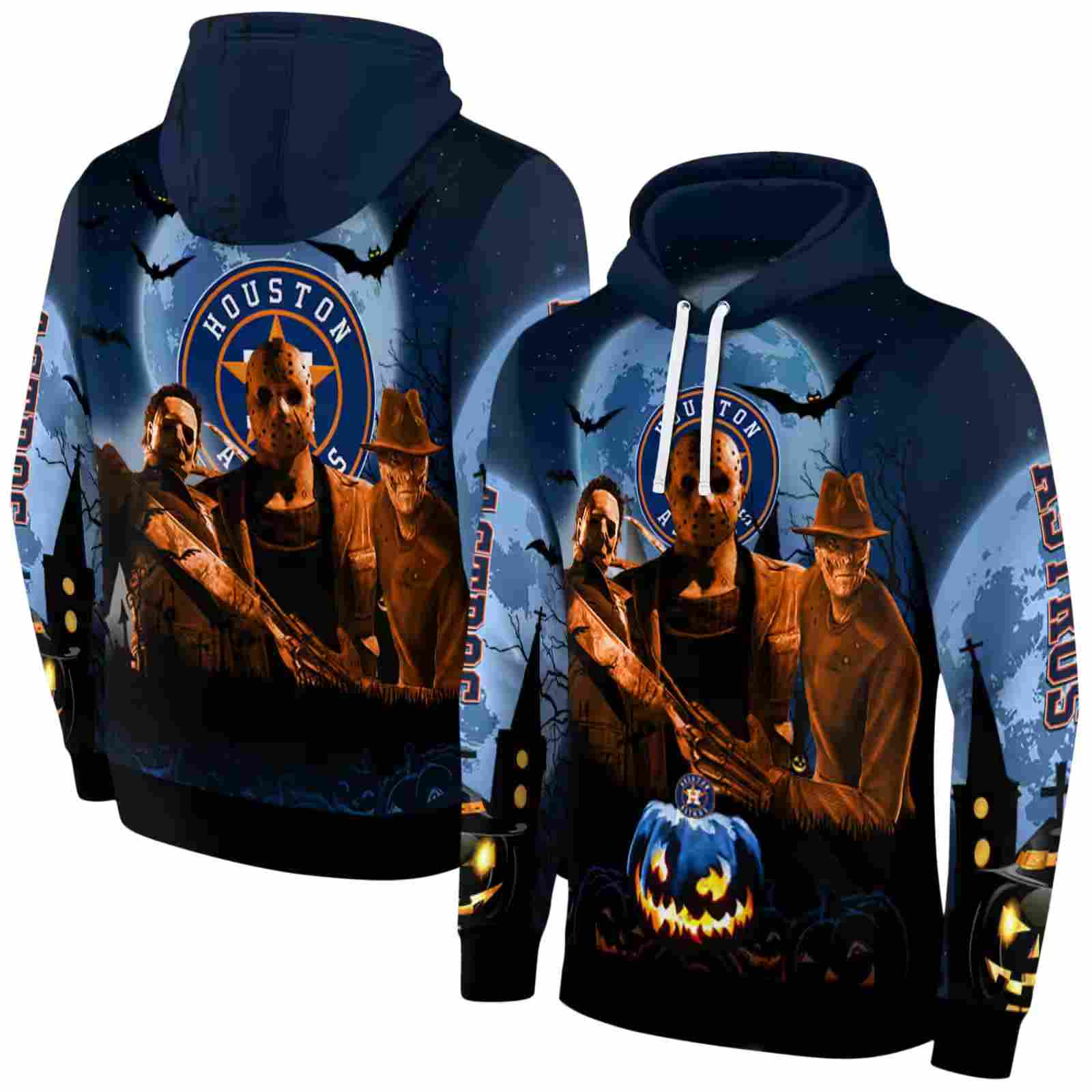 houston astros halloween vibes blue black hoodie fashion forward