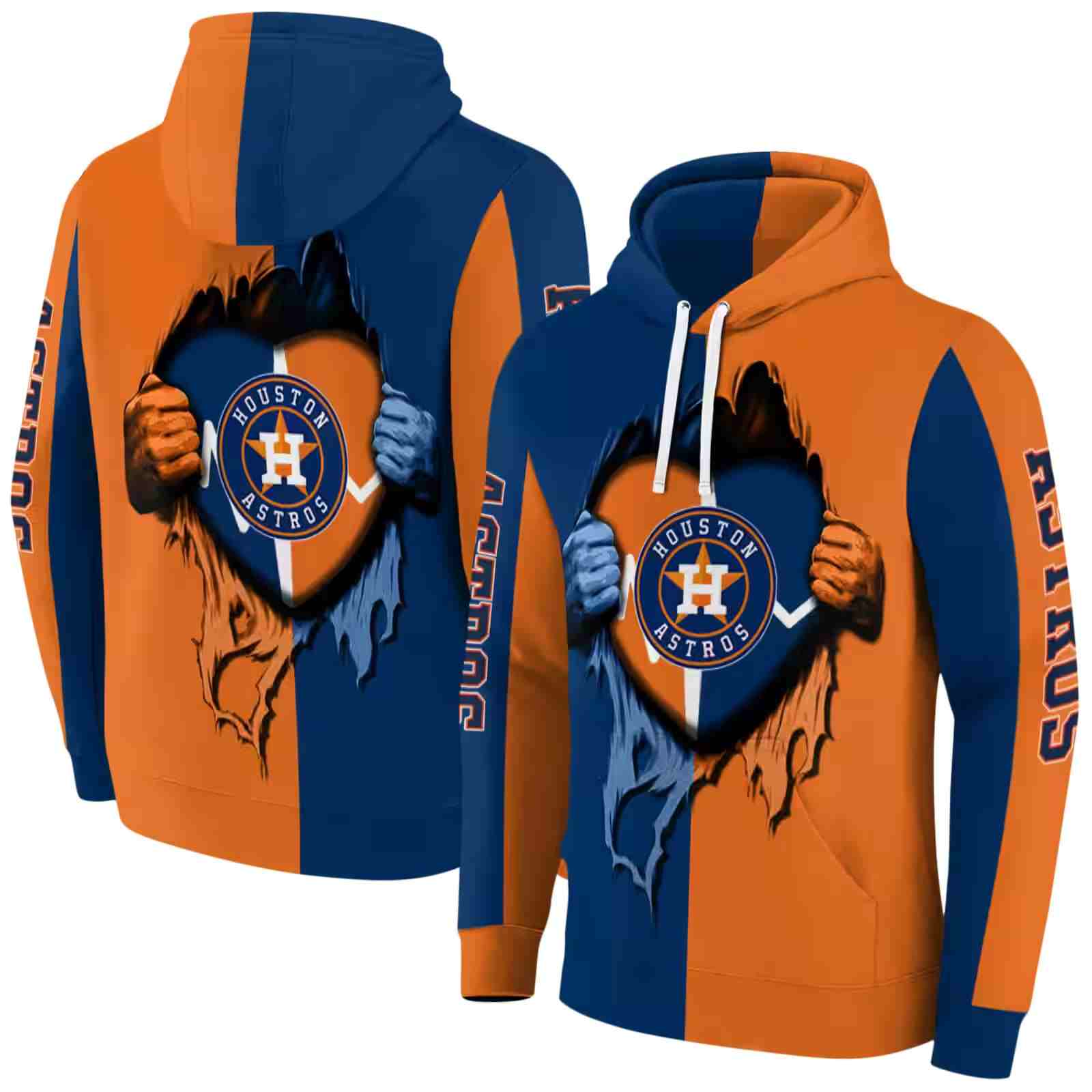 houston astros heartbeat graphic blue hoodie fashion forward