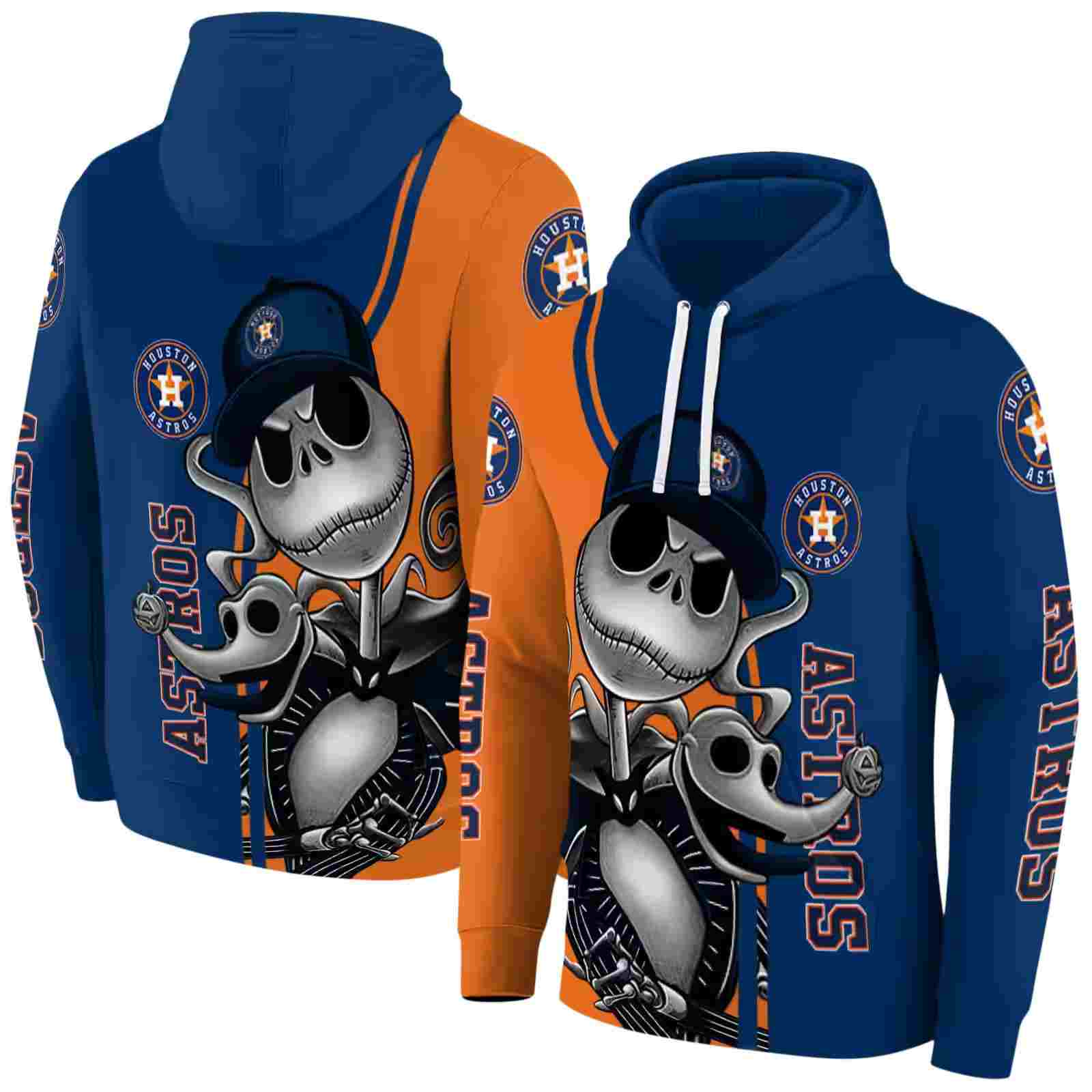 houston astros jack skellington blue hoodie fashion forward