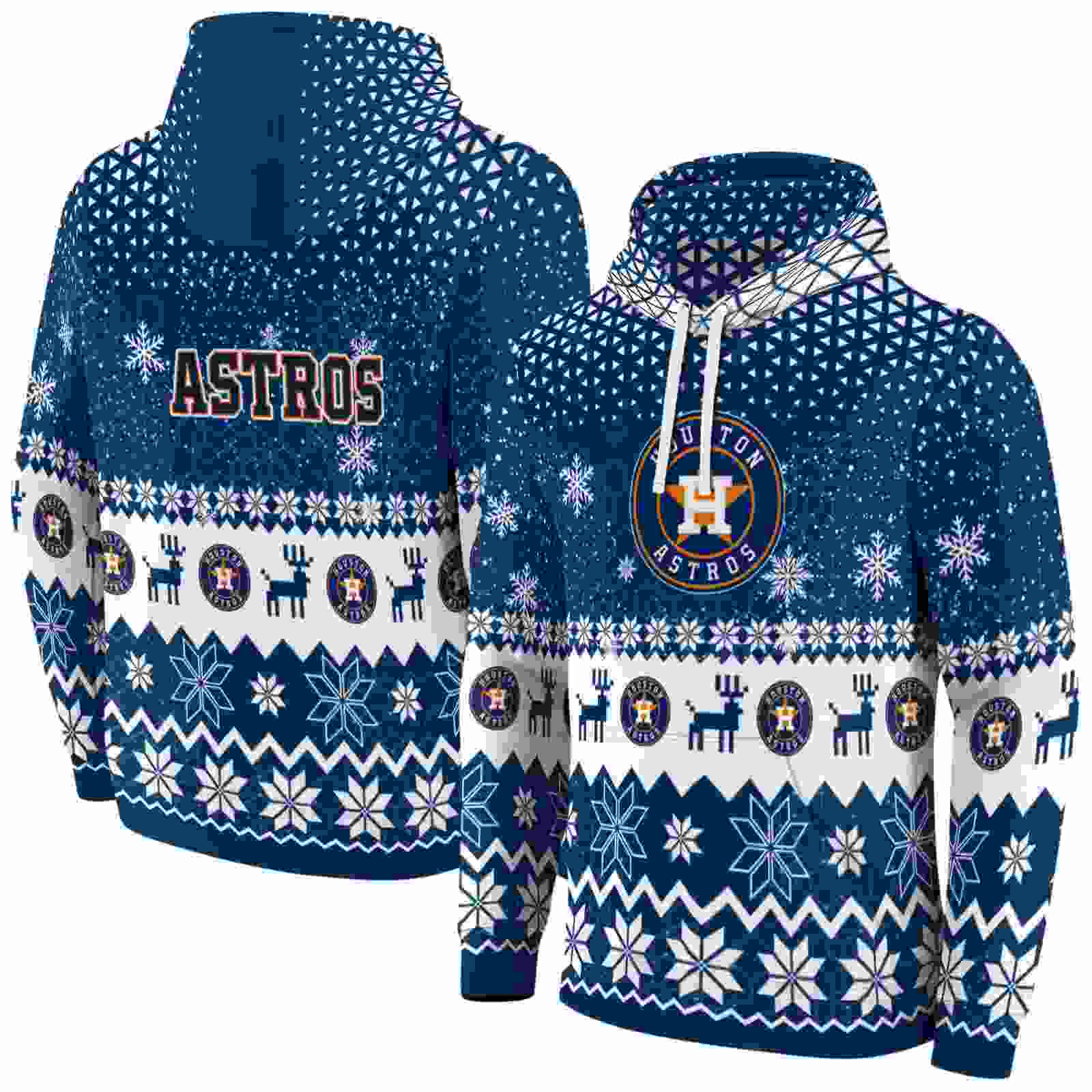 houston astros reindeer motif blue hoodie fashion forward