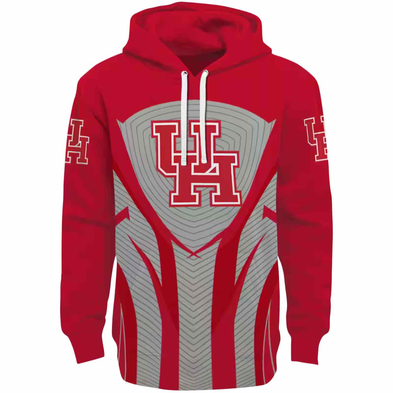 Houston Cougars Concentric Lines Red Black Hoodie