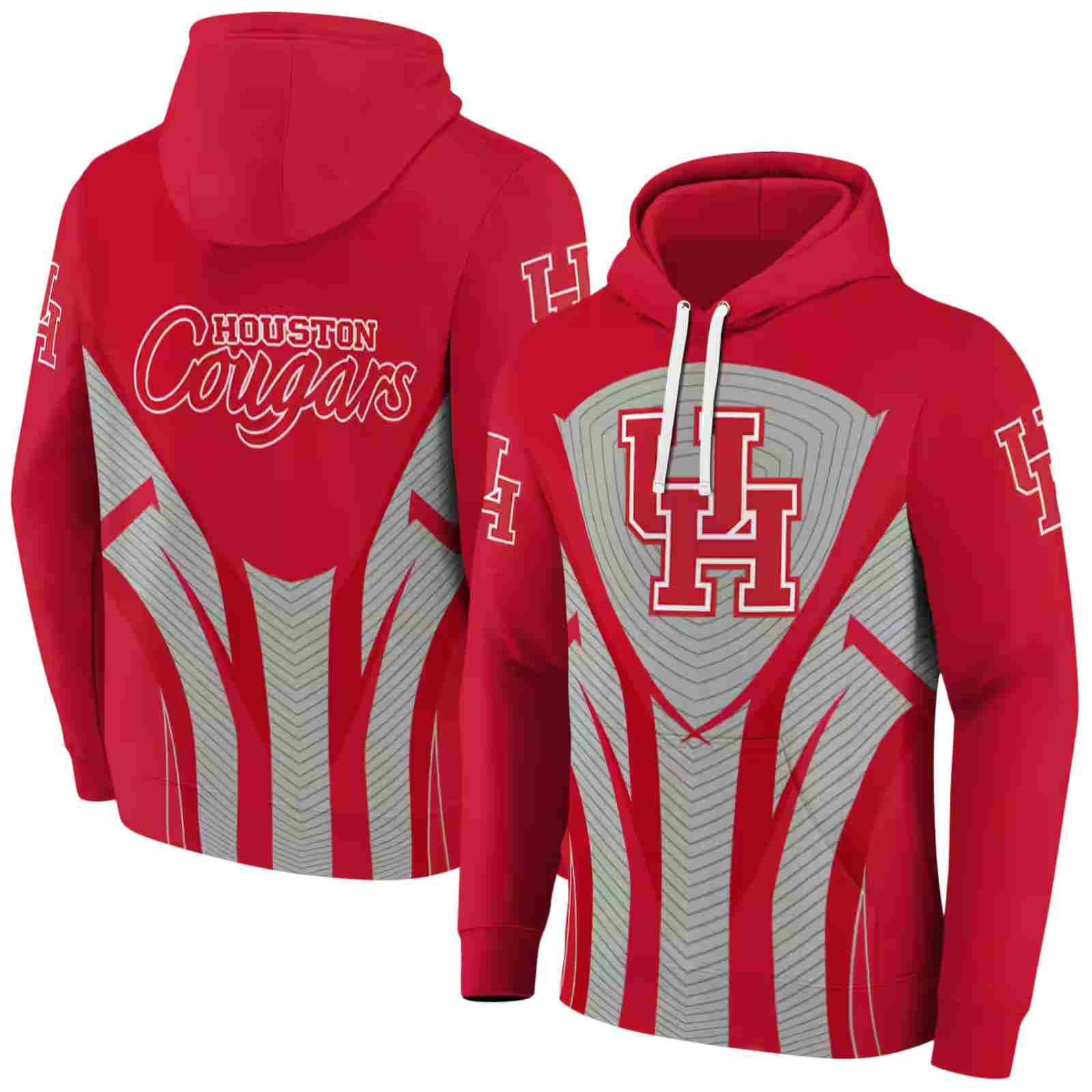 houston cougars concentric lines red black hoodie fashion forward