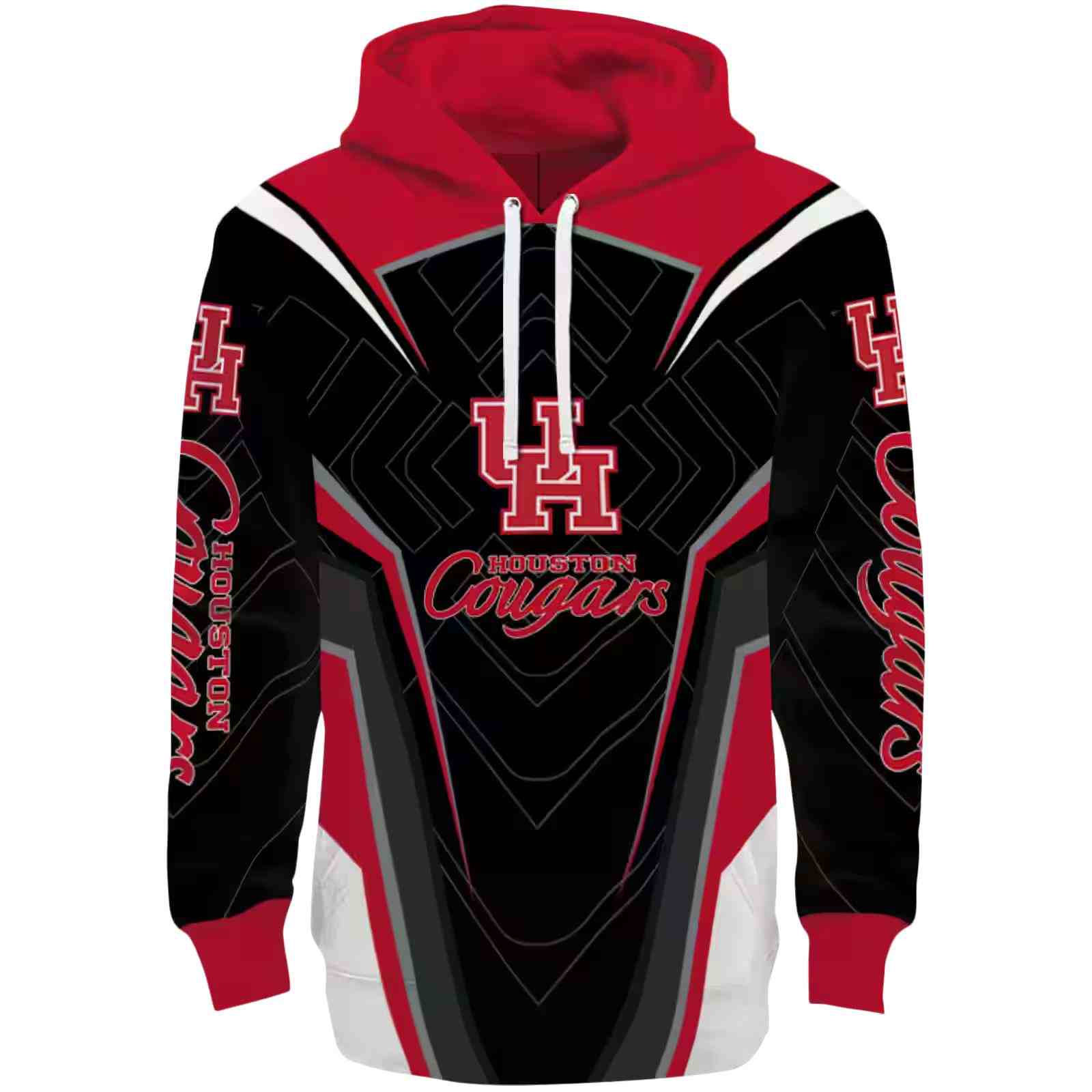 Houston Cougars Futuristic Pattern Red Black Hoodie