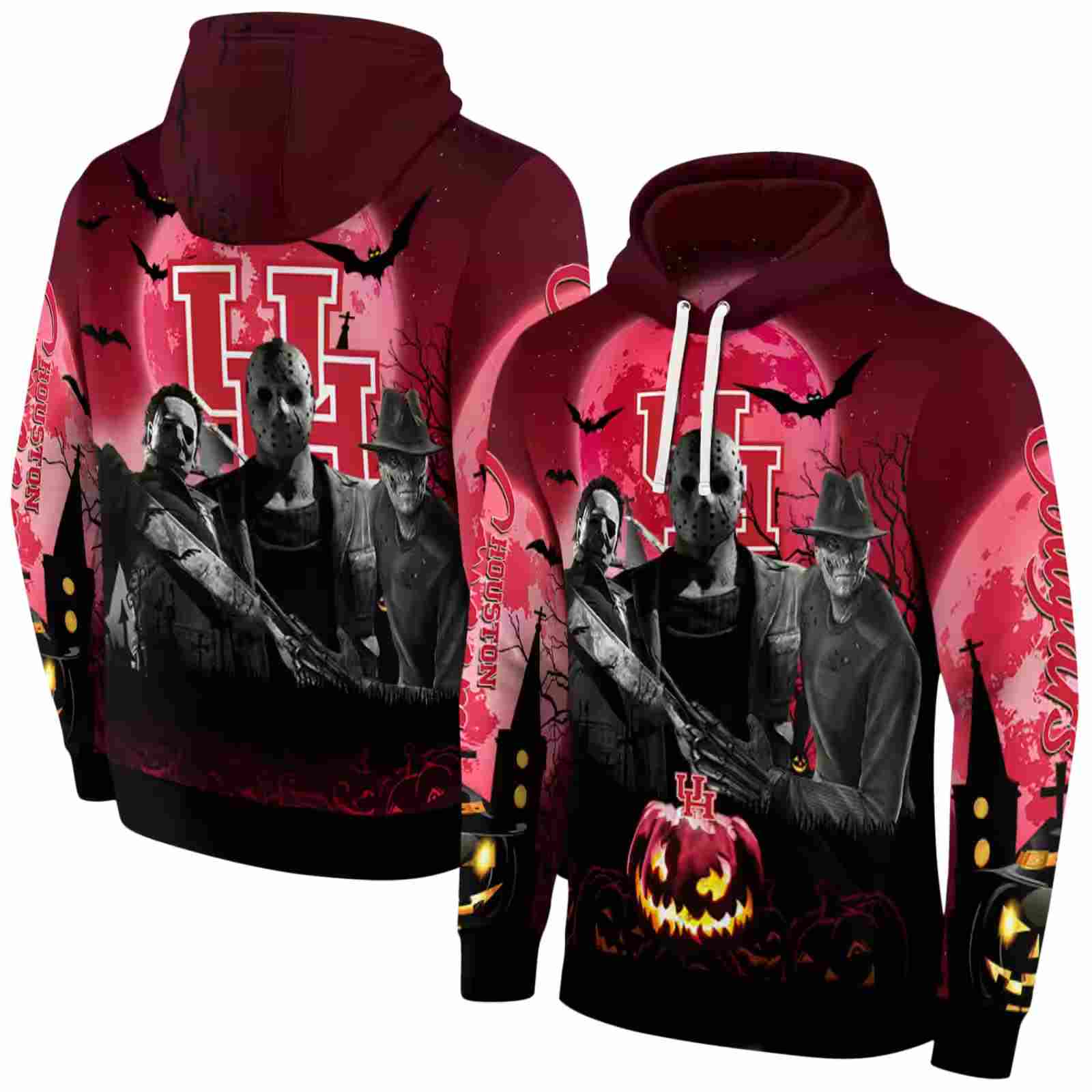 houston cougars halloween vibes red black hoodie fashion forward