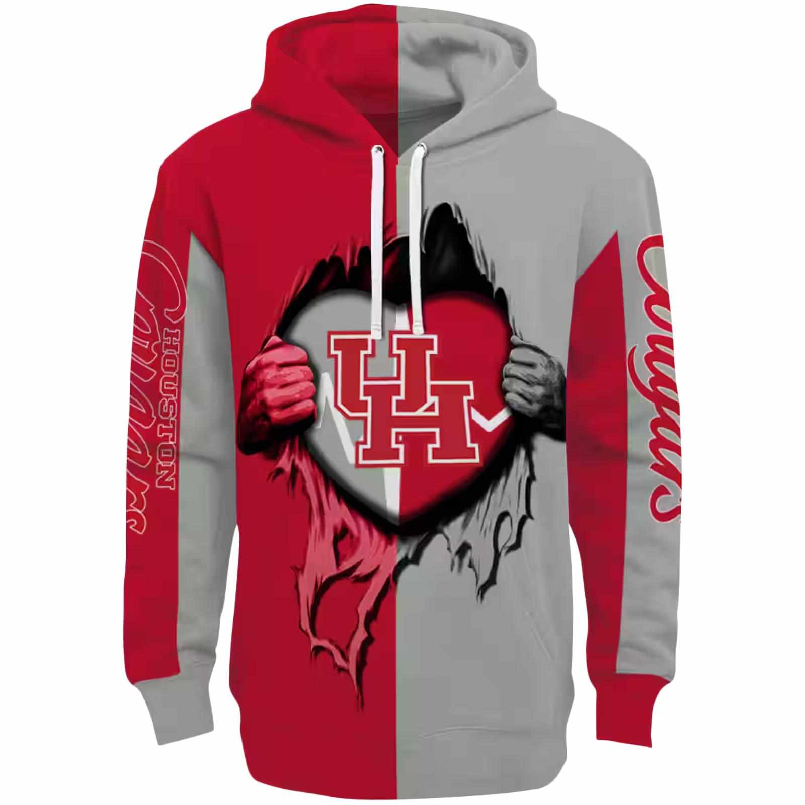 Houston Cougars Heartbeat Graphic Red Hoodie