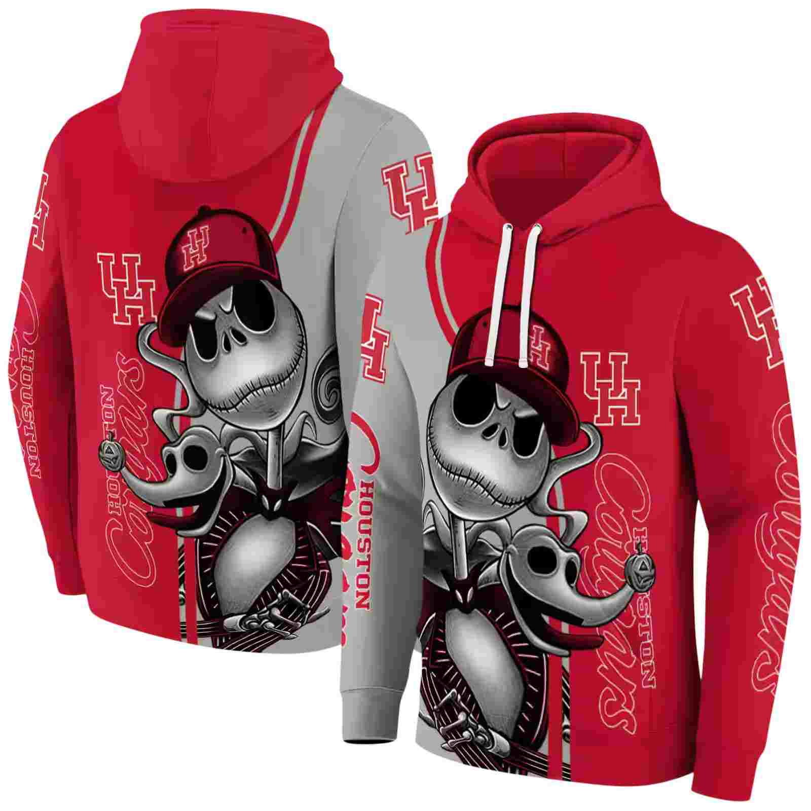 houston cougars jack skellington red hoodie fashion forward