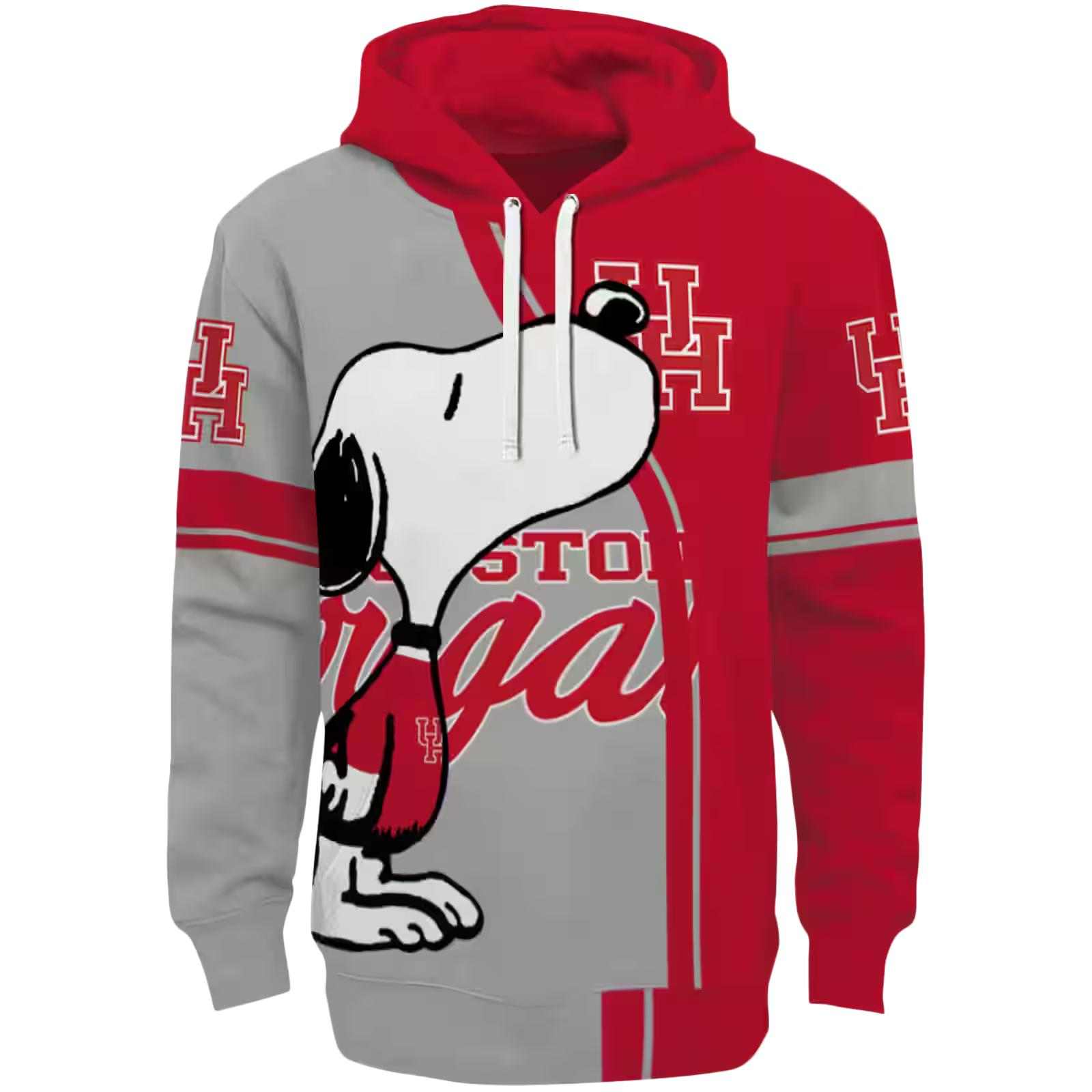 Houston Cougars Playful Snoopy Red Hoodie