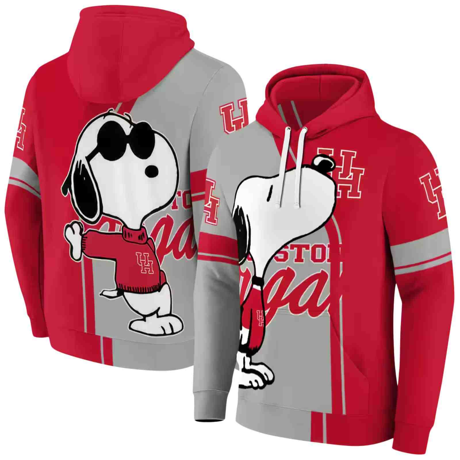 houston cougars playful snoopy red hoodie fashion forward