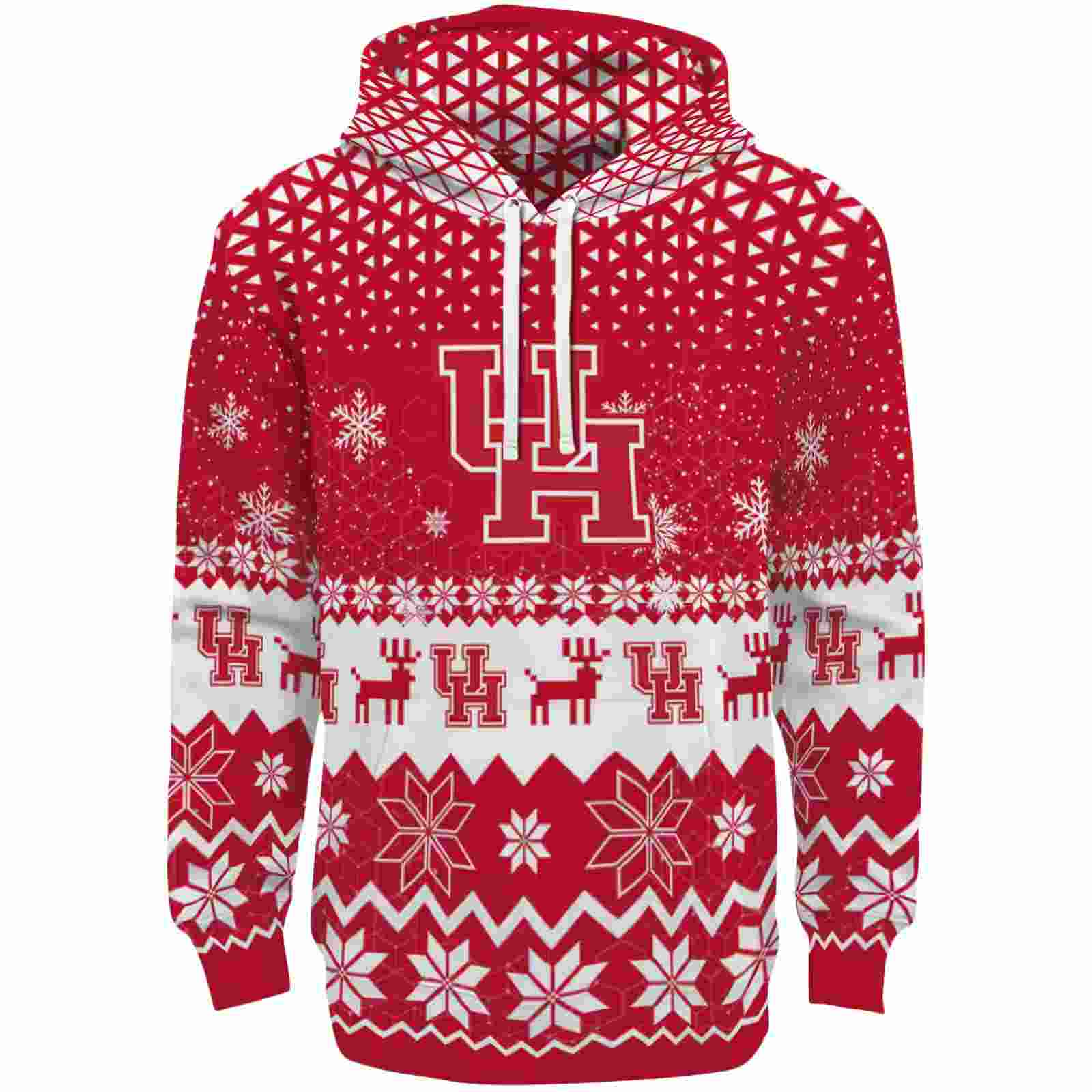 Houston Cougars Reindeer Motif Red Hoodie