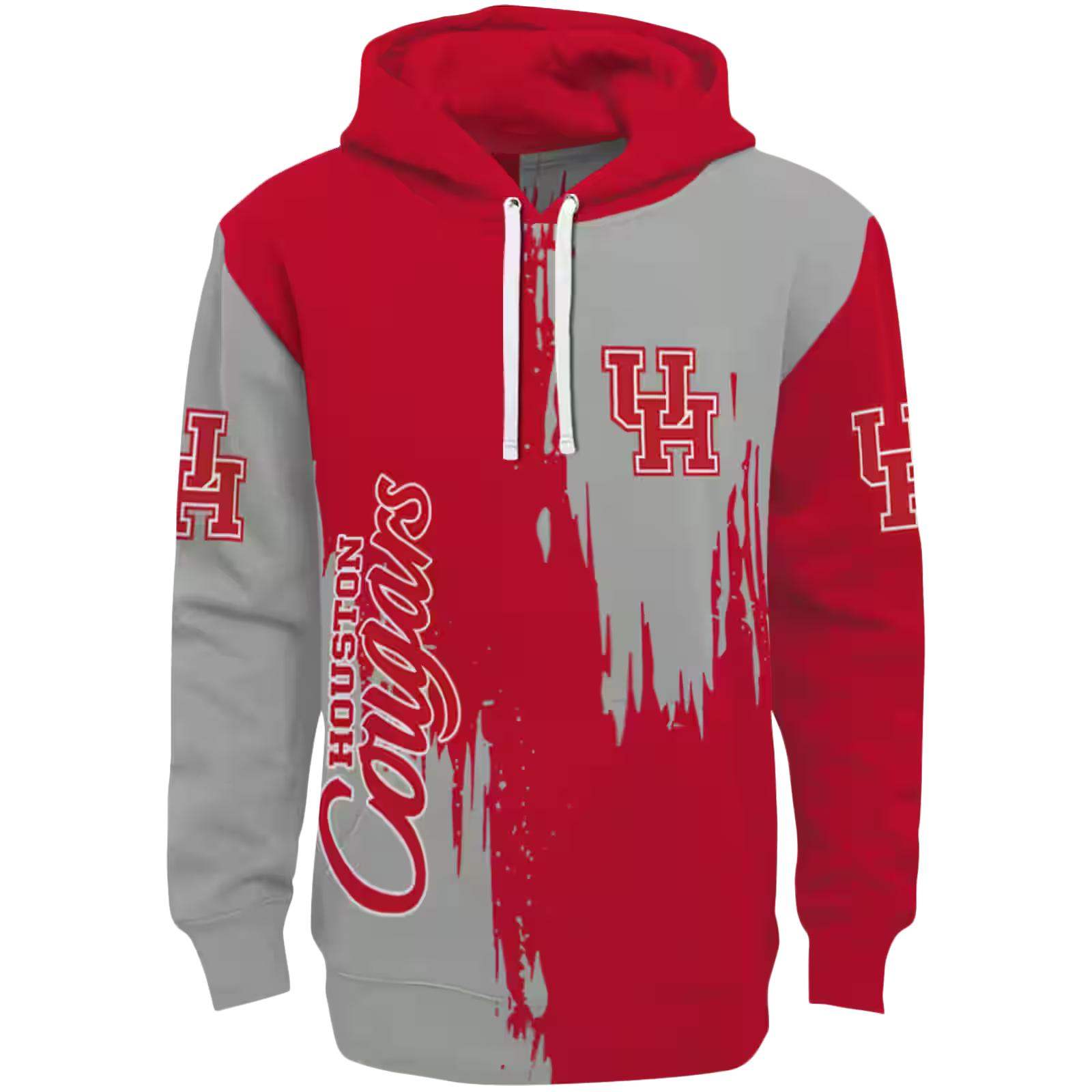 Houston Cougars Splatter Effect Red Hoodie