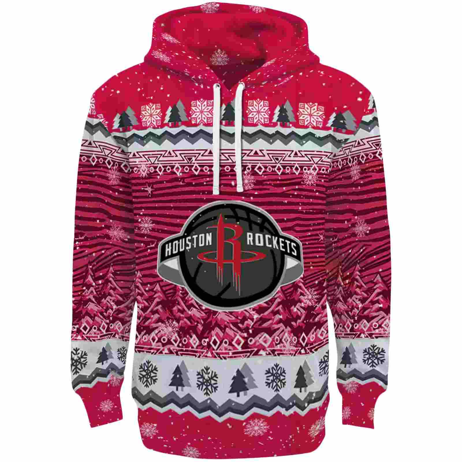 Houston Rockets Christmas Trees Red Hoodie