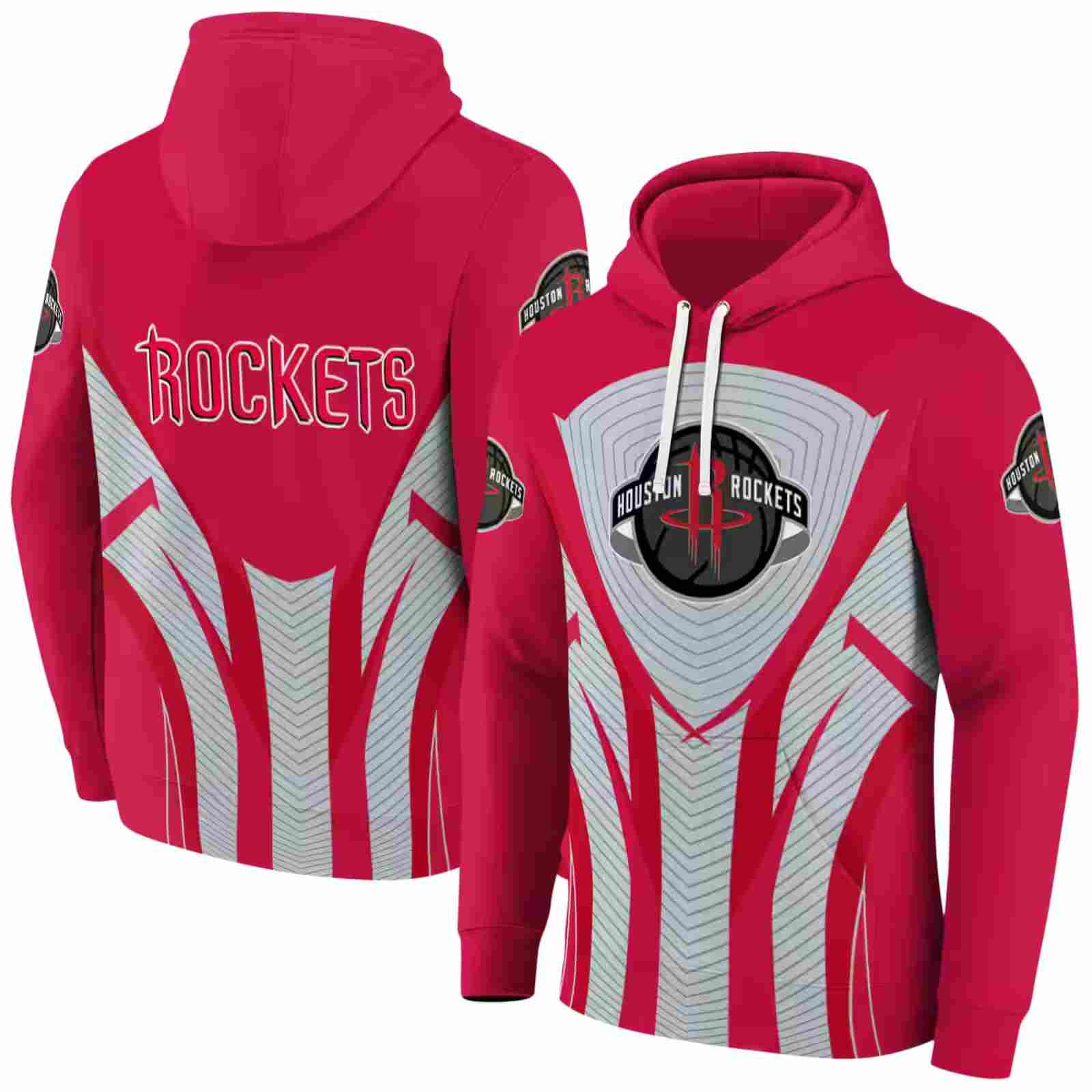 houston rockets concentric lines red black hoodie fashion forward