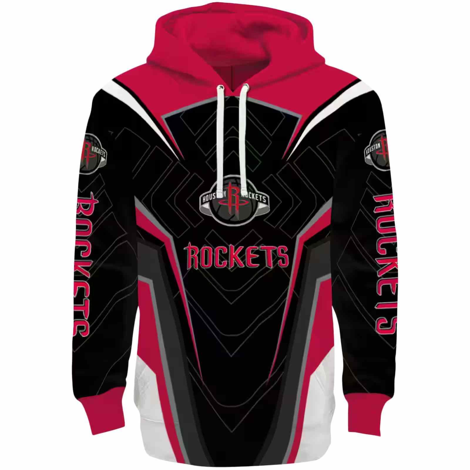 Houston Rockets Futuristic Pattern Red Black Hoodie