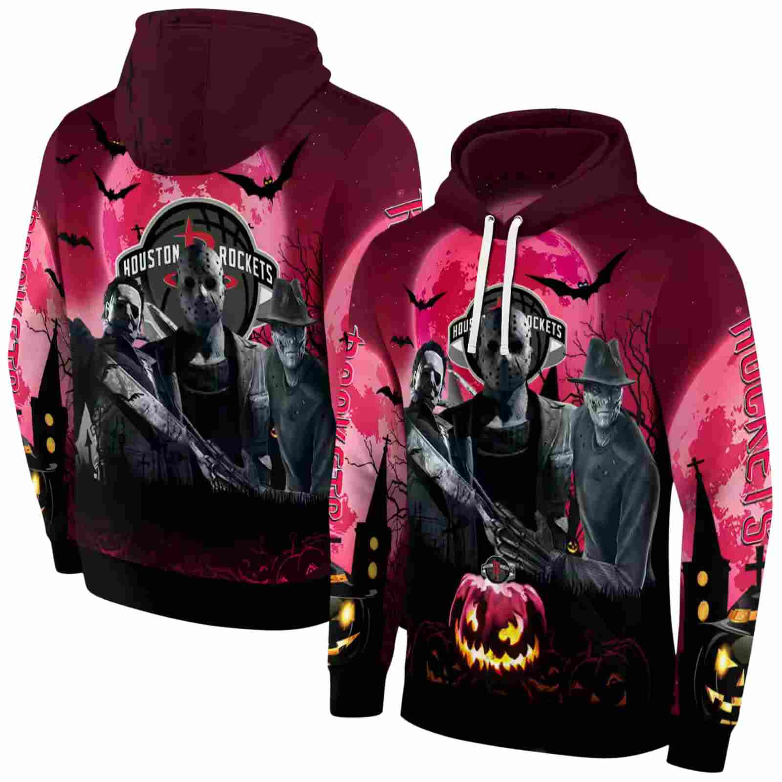 houston rockets halloween vibes red black hoodie fashion forward