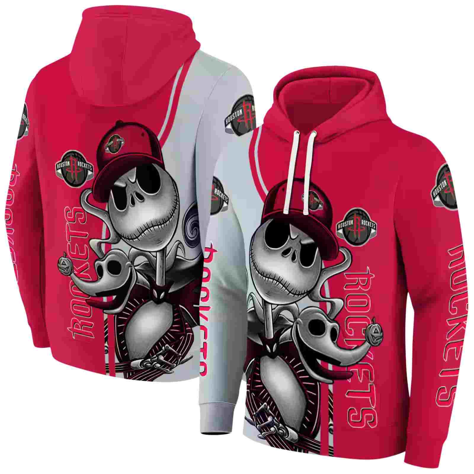 houston rockets jack skellington red hoodie fashion forward