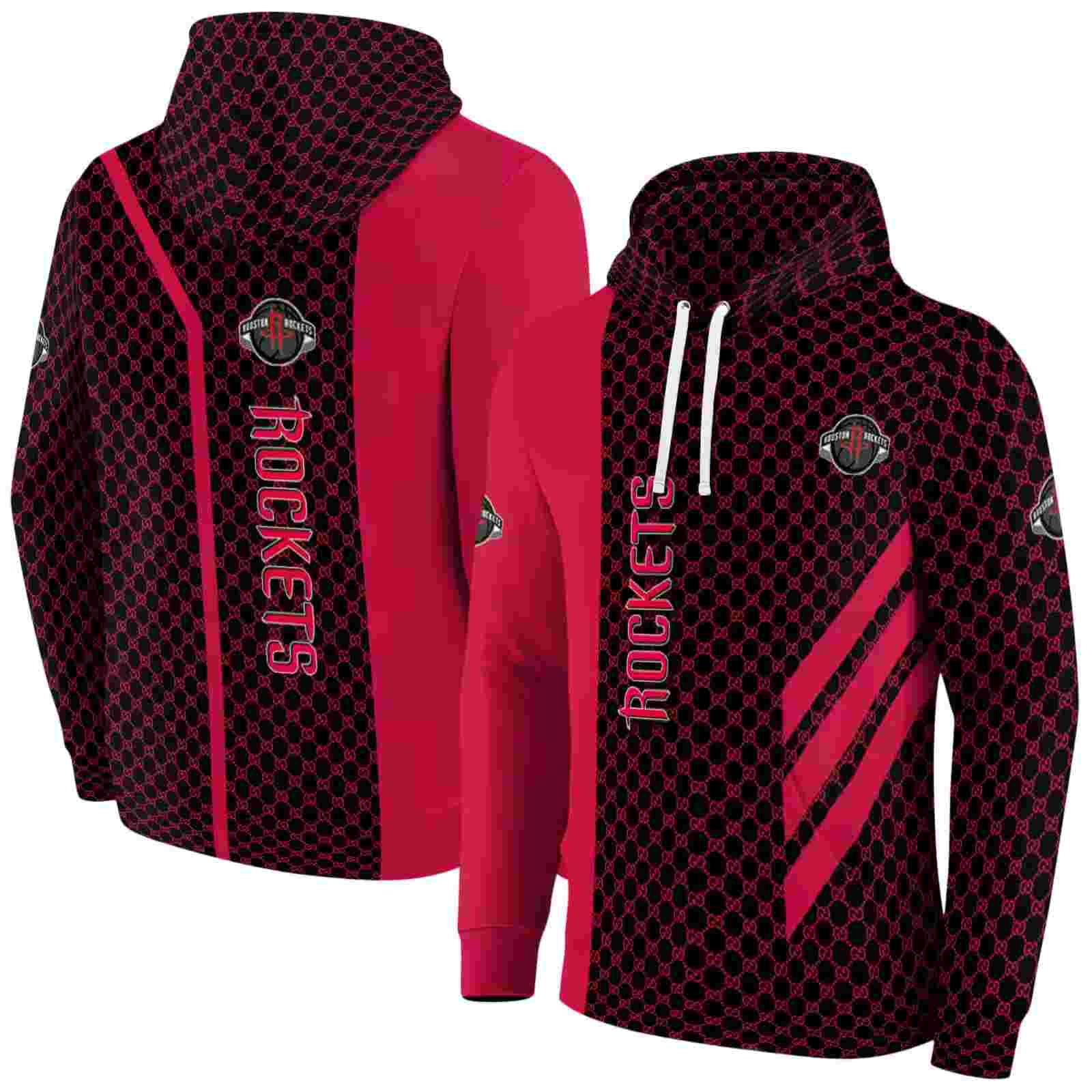 houston rockets monogram pattern red hoodie fashion forward