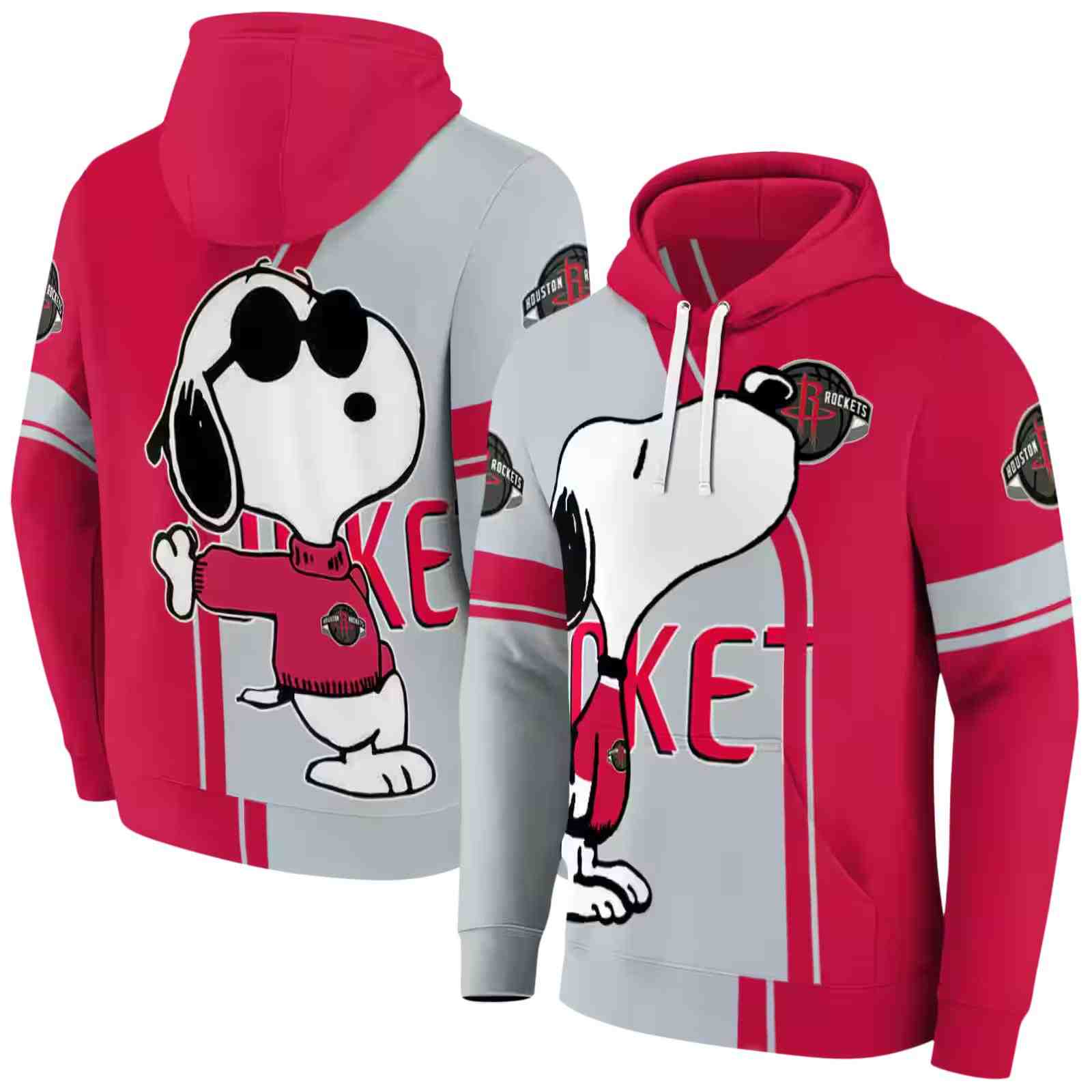 houston rockets playful snoopy red hoodie fashion forward