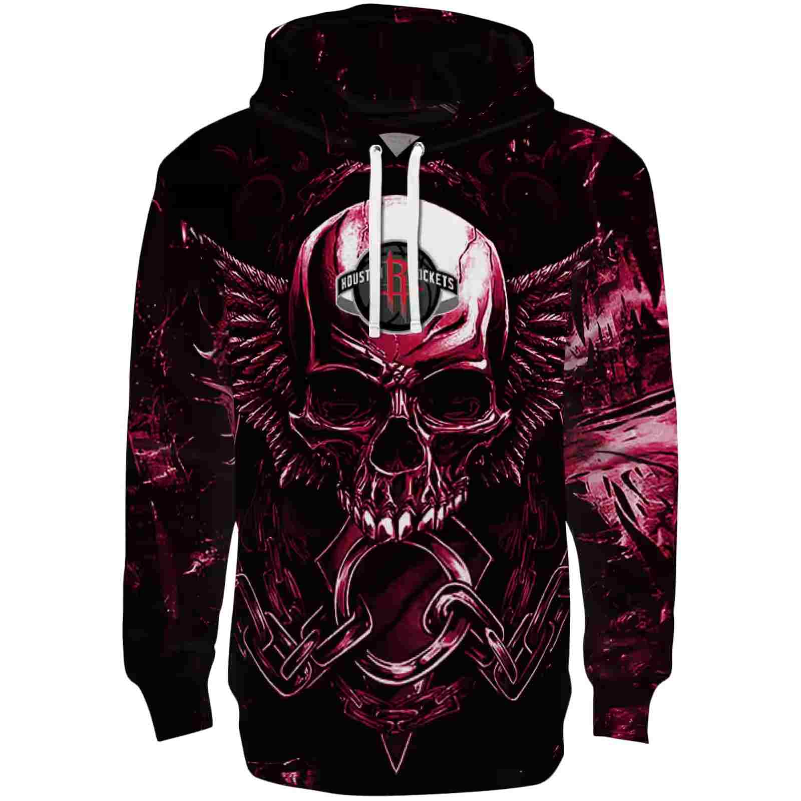 Houston Rockets Skull Artwork Red Black Hoodie