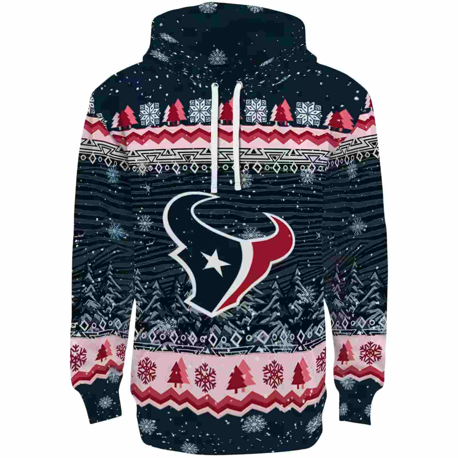 Houston Texans Christmas Trees Blue Hoodie