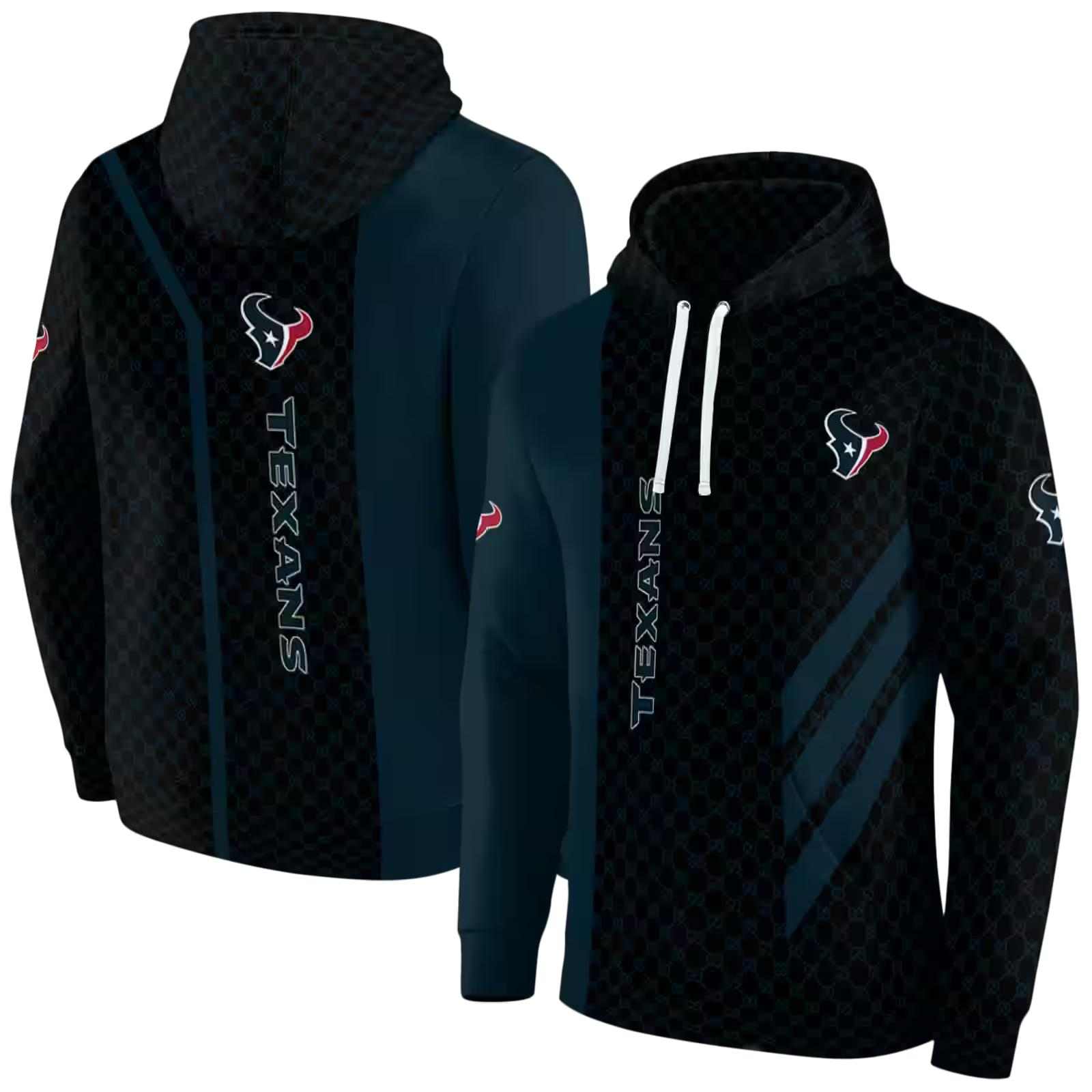 houston texans monogram pattern blue hoodie fashion forward