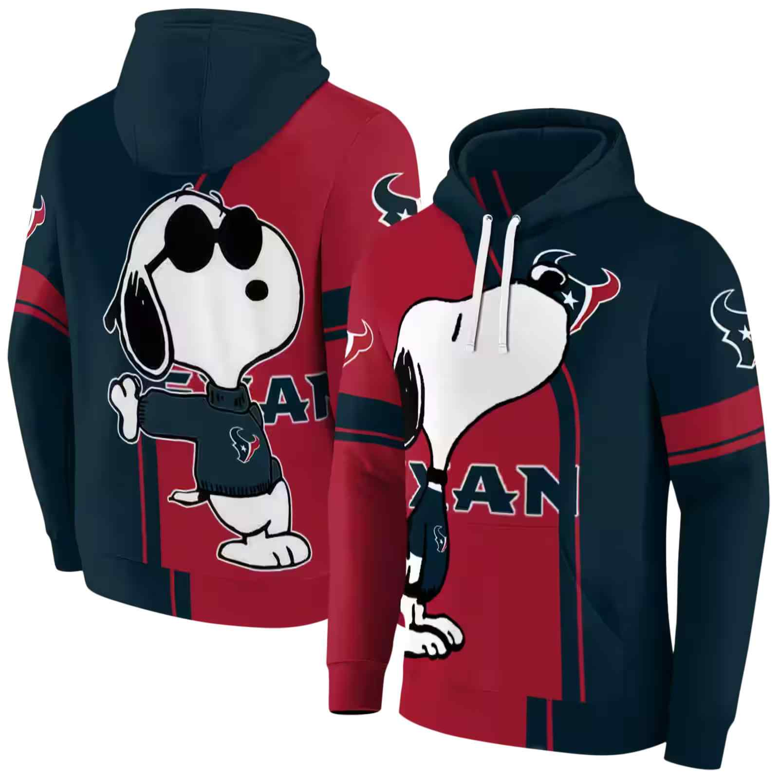 houston texans playful snoopy blue hoodie fashion forward