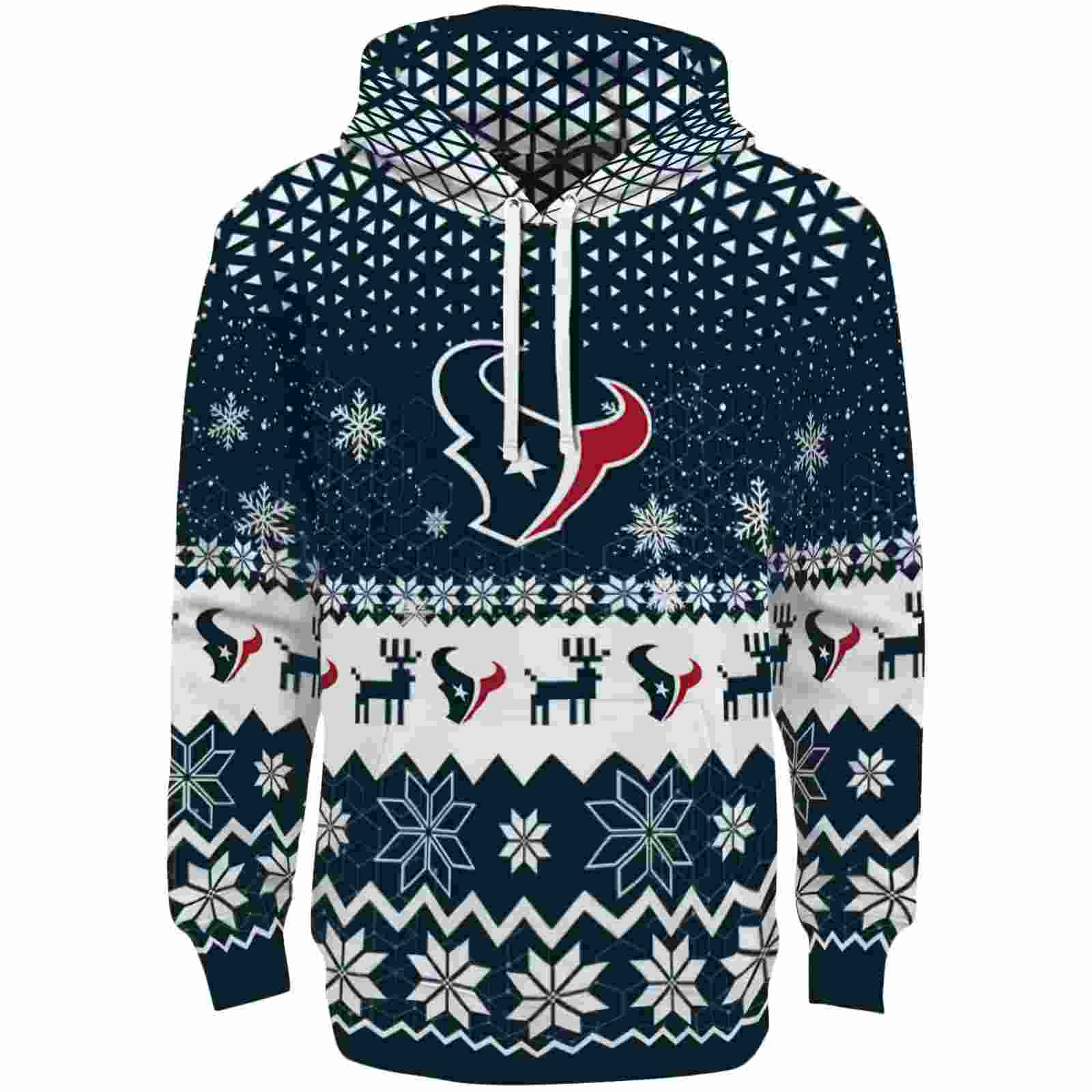 Houston Texans Reindeer Motif Blue Hoodie