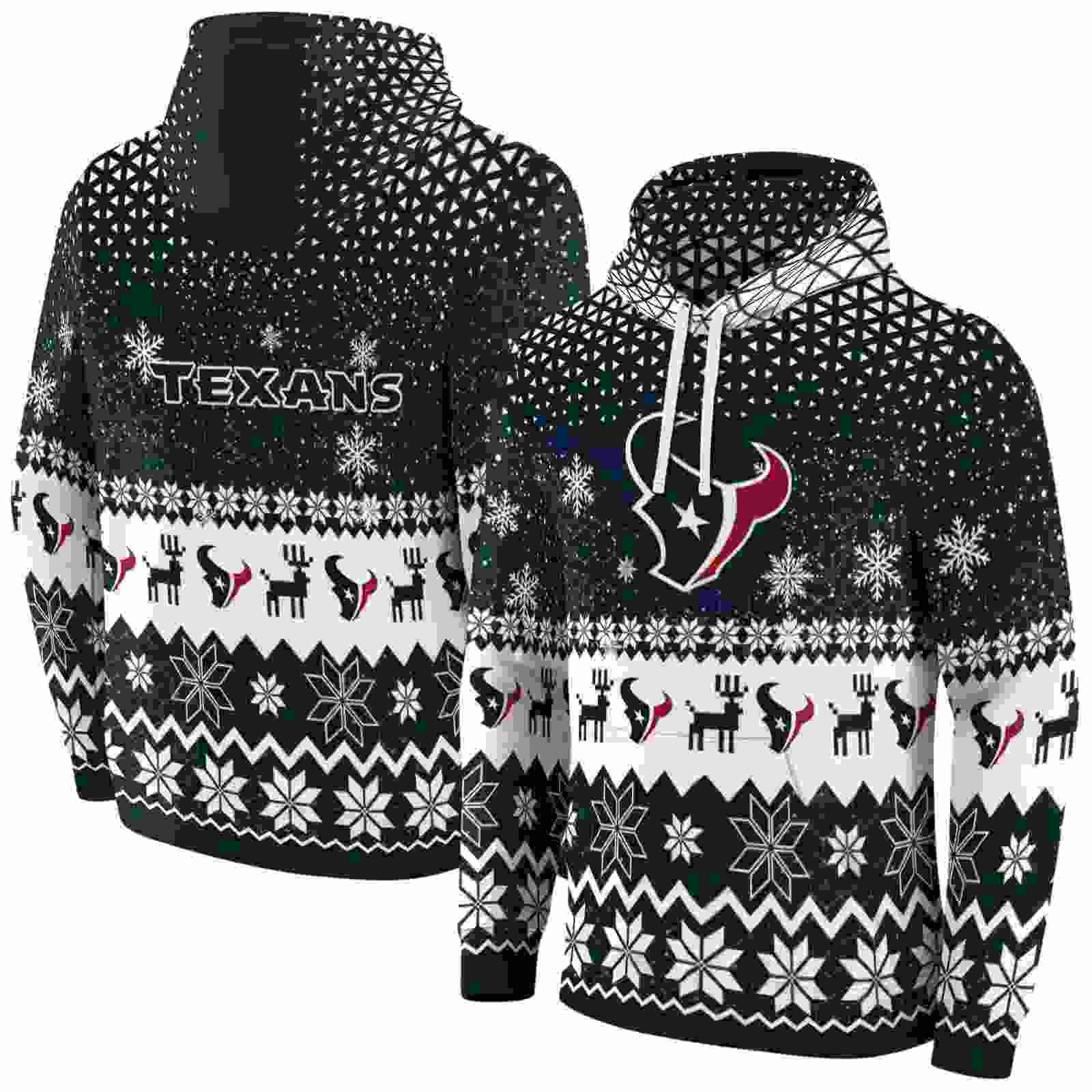 houston texans reindeer motif blue hoodie fashion forward