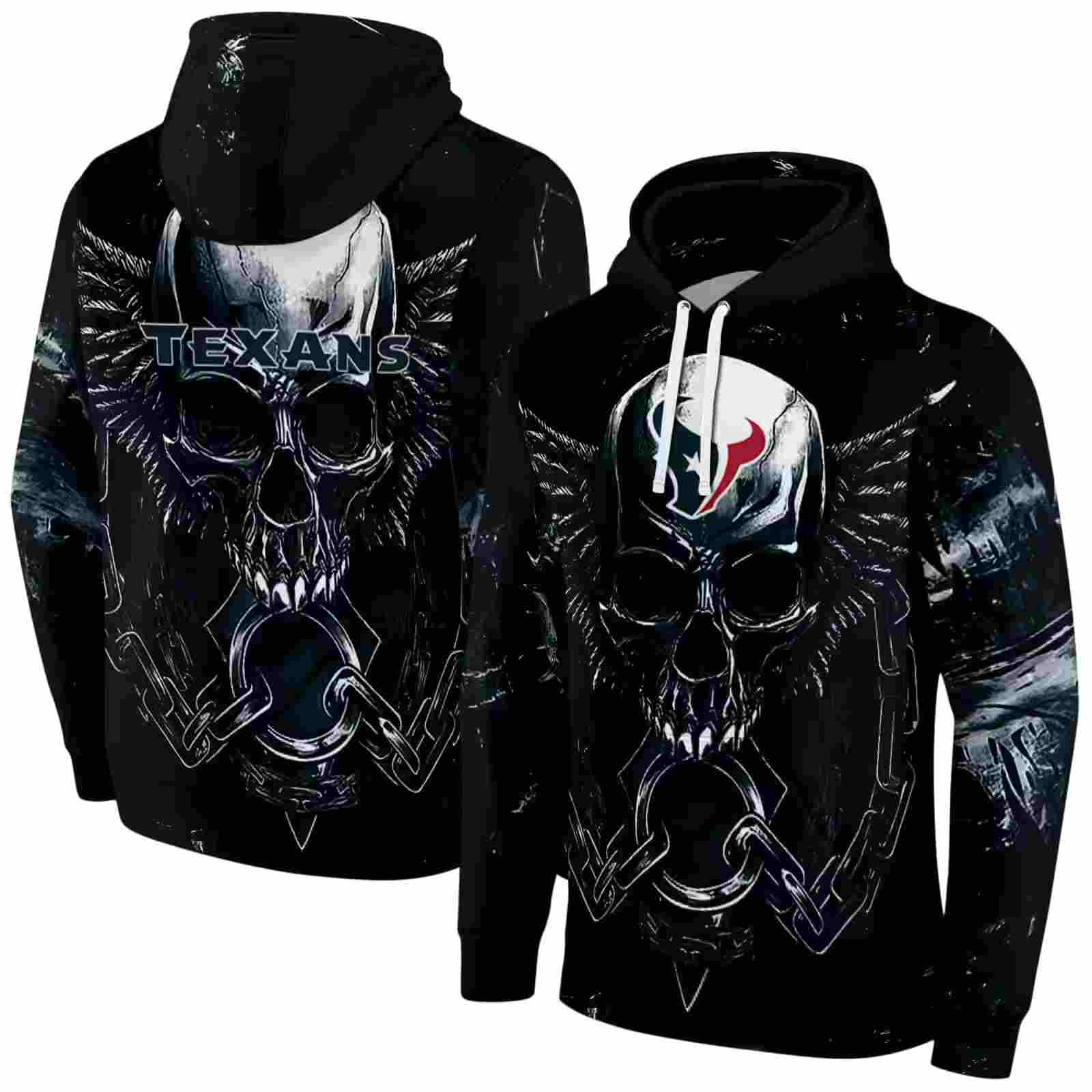 houston texans skull artwork blue black hoodie fashion forward