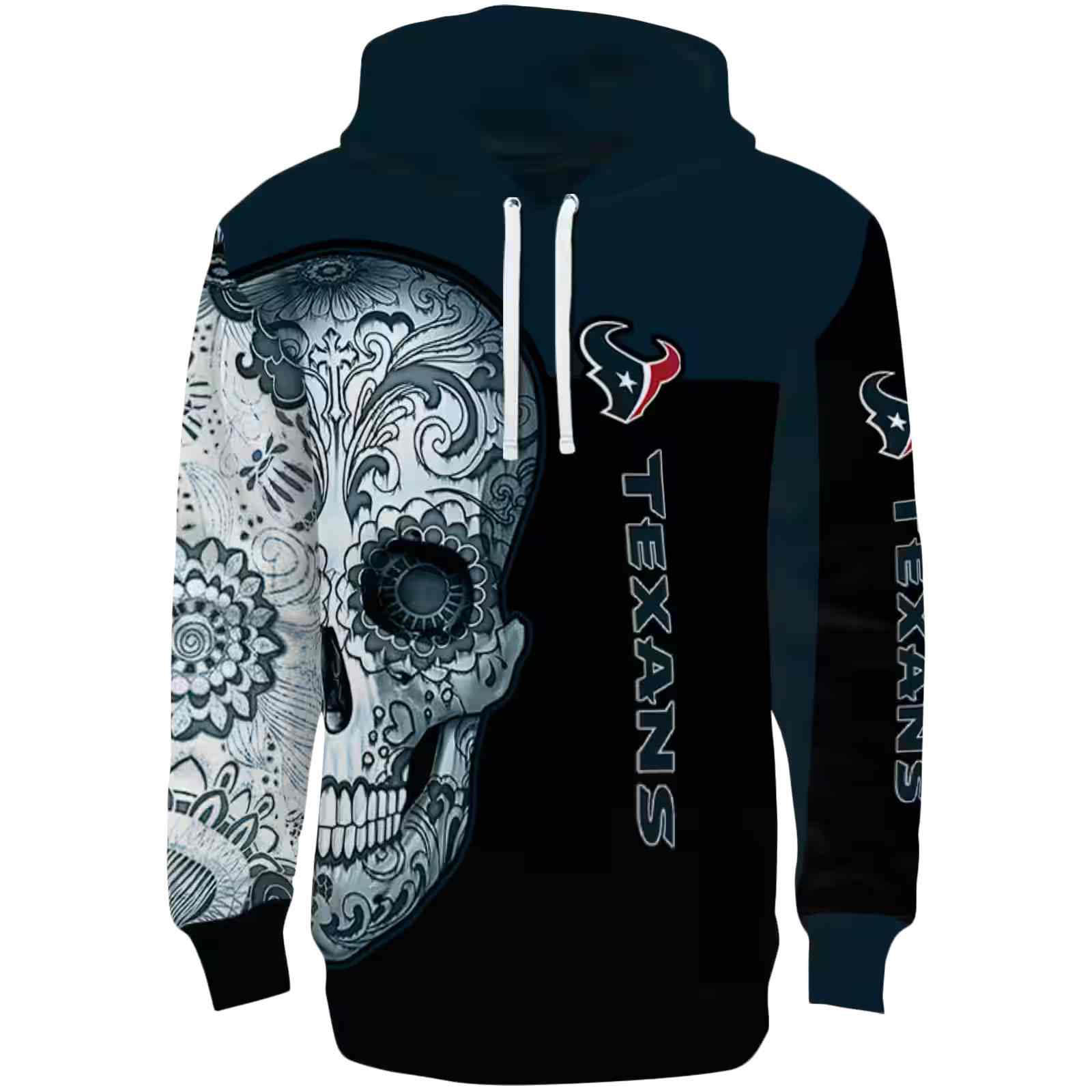 Houston Texans Sugar Skull Blue Black Hoodie