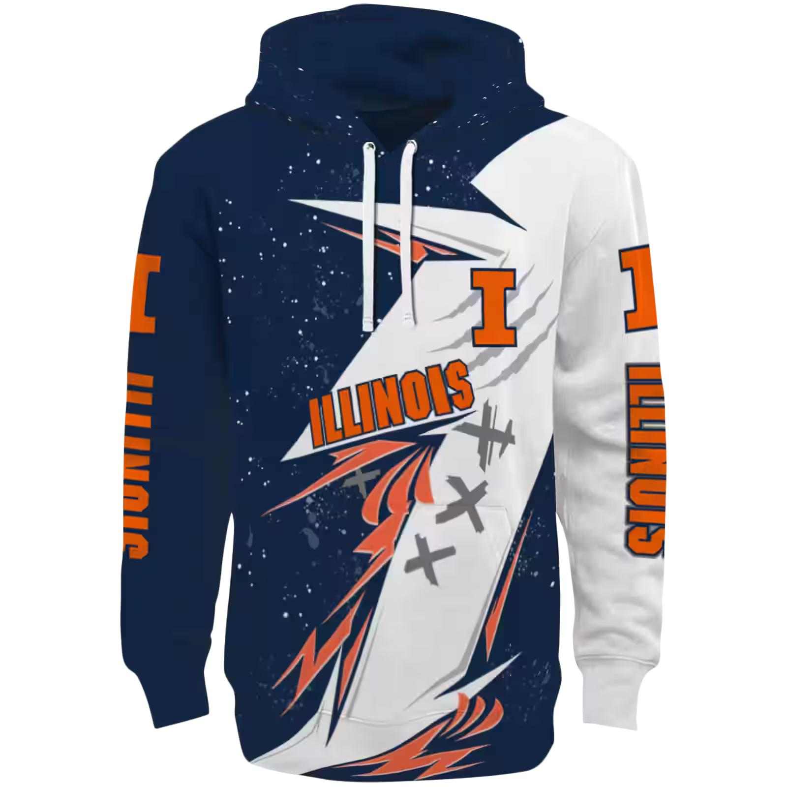 Illinois Fighting Illini Dynamic Slash Blue White Hoodie