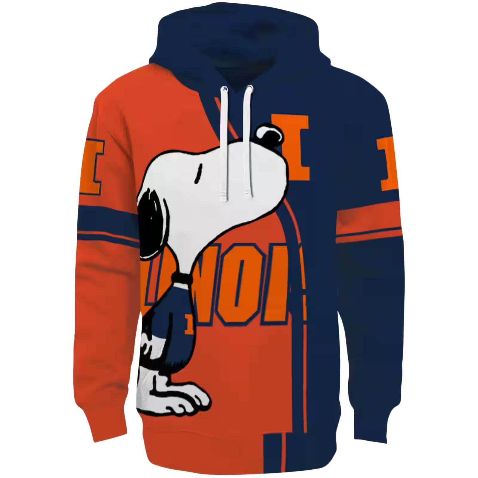 Illinois Fighting Illini Playful Snoopy Blue Hoodie