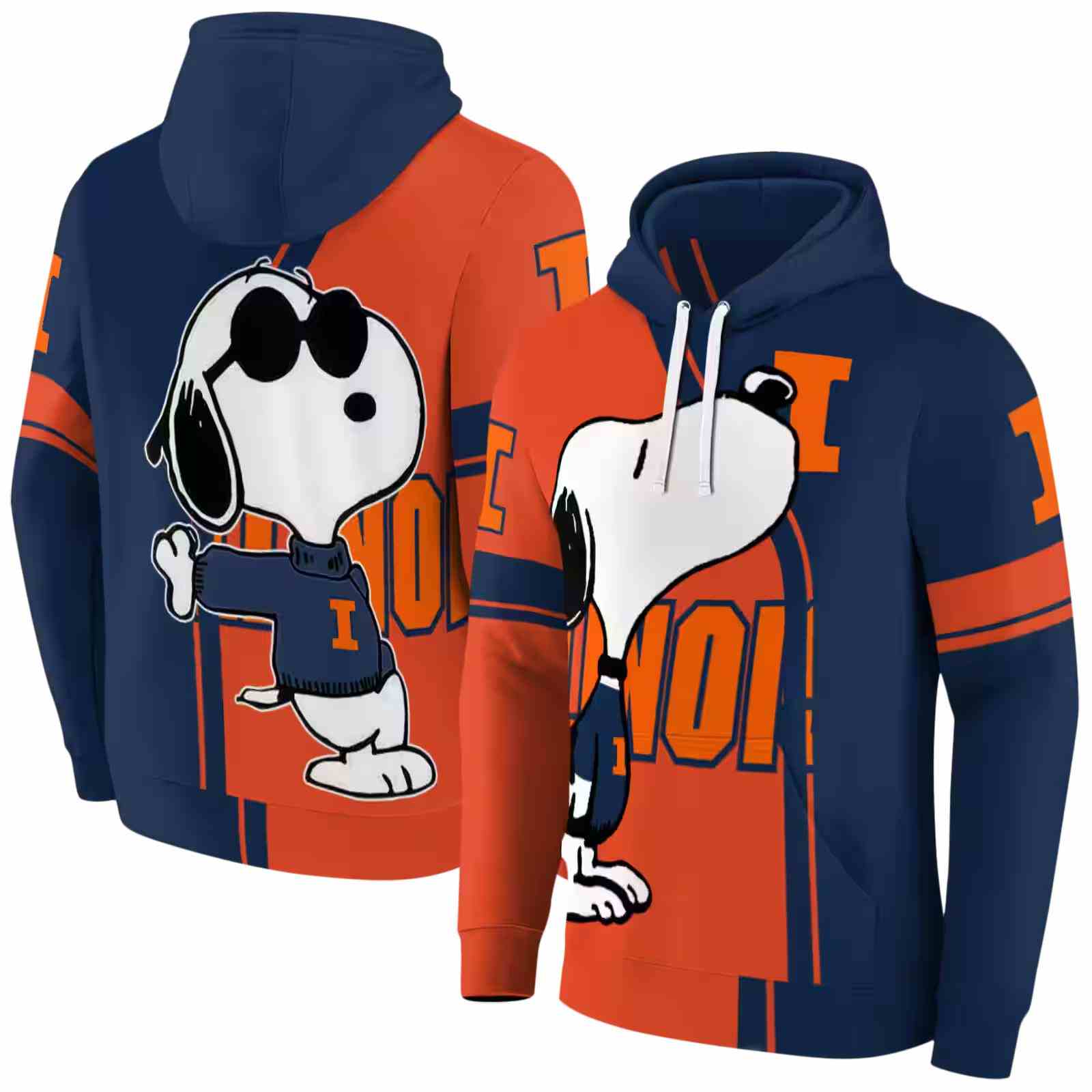 illinois fighting illini playful snoopy blue hoodie fashion forward