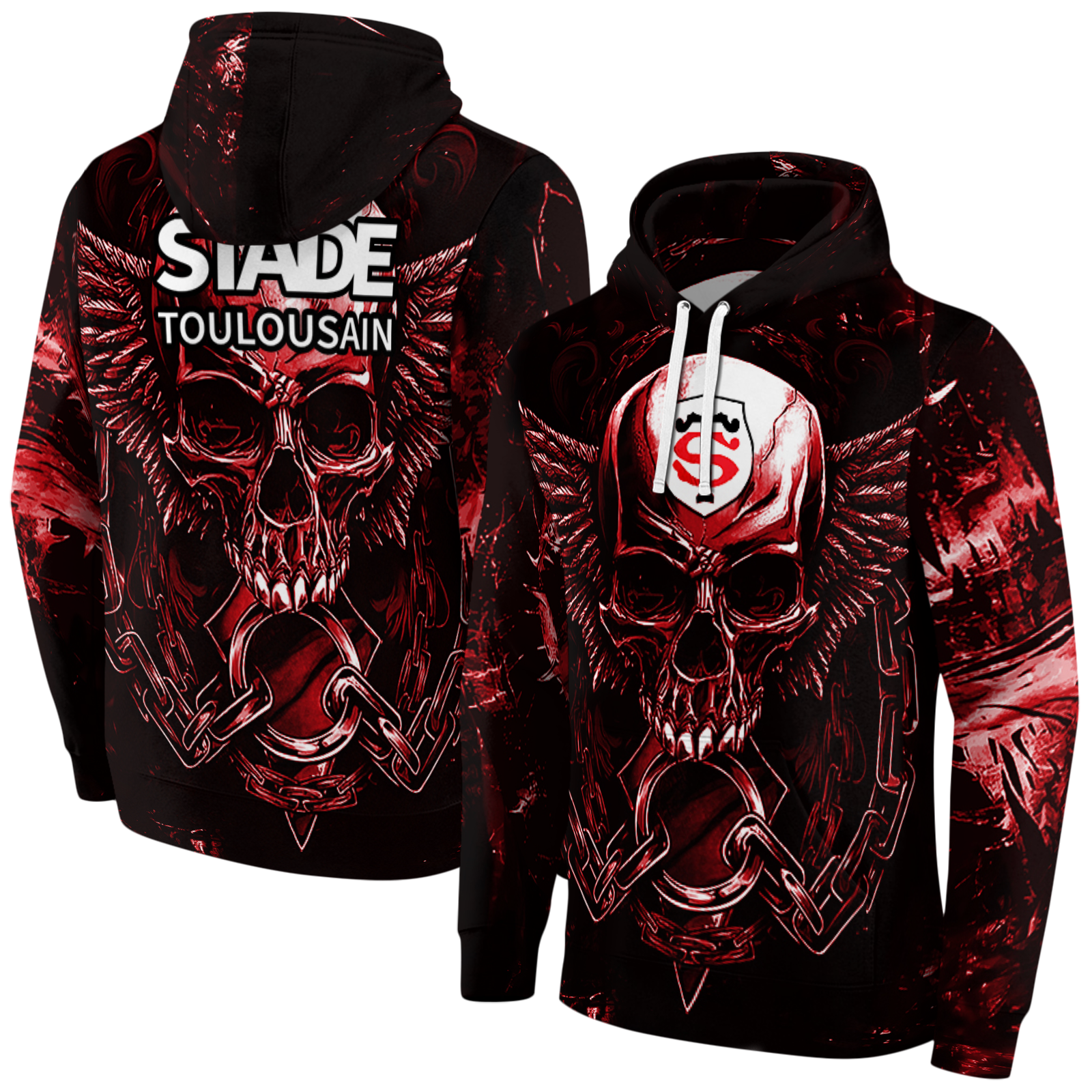 Stade Toulousain Demonic Skull Red Black Hoodie