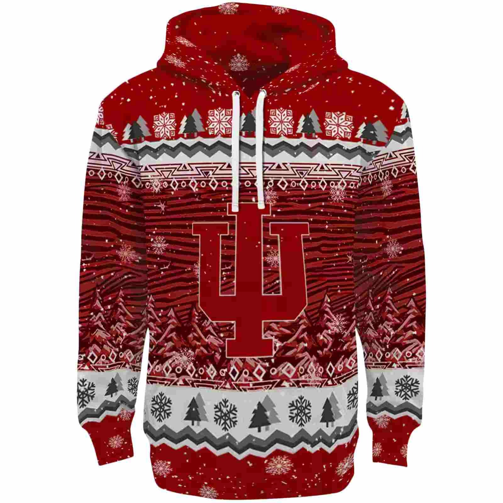 Indiana Hoosiers Christmas Trees Red Hoodie