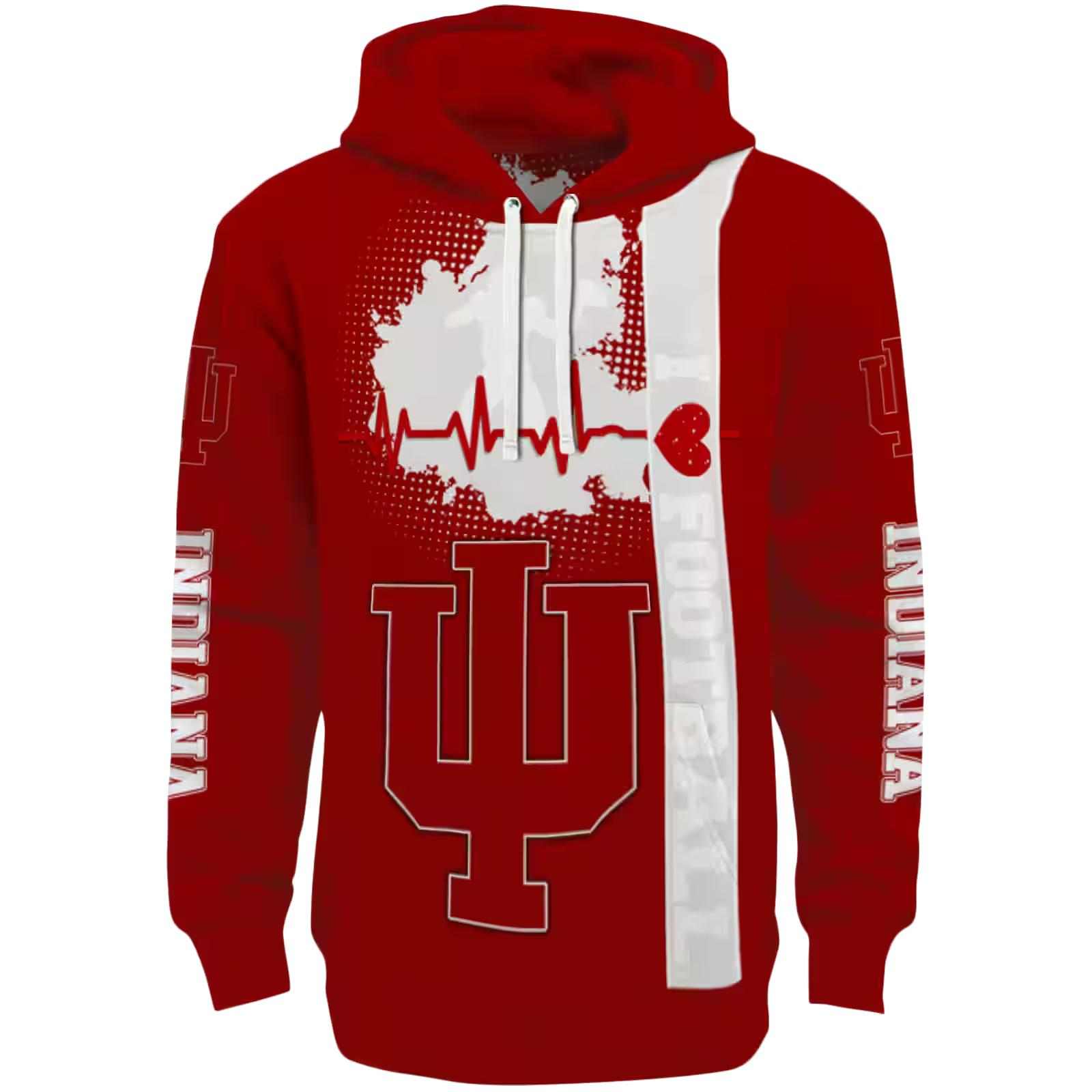 Indiana Hoosiers Football Heartbeat Red Hoodie