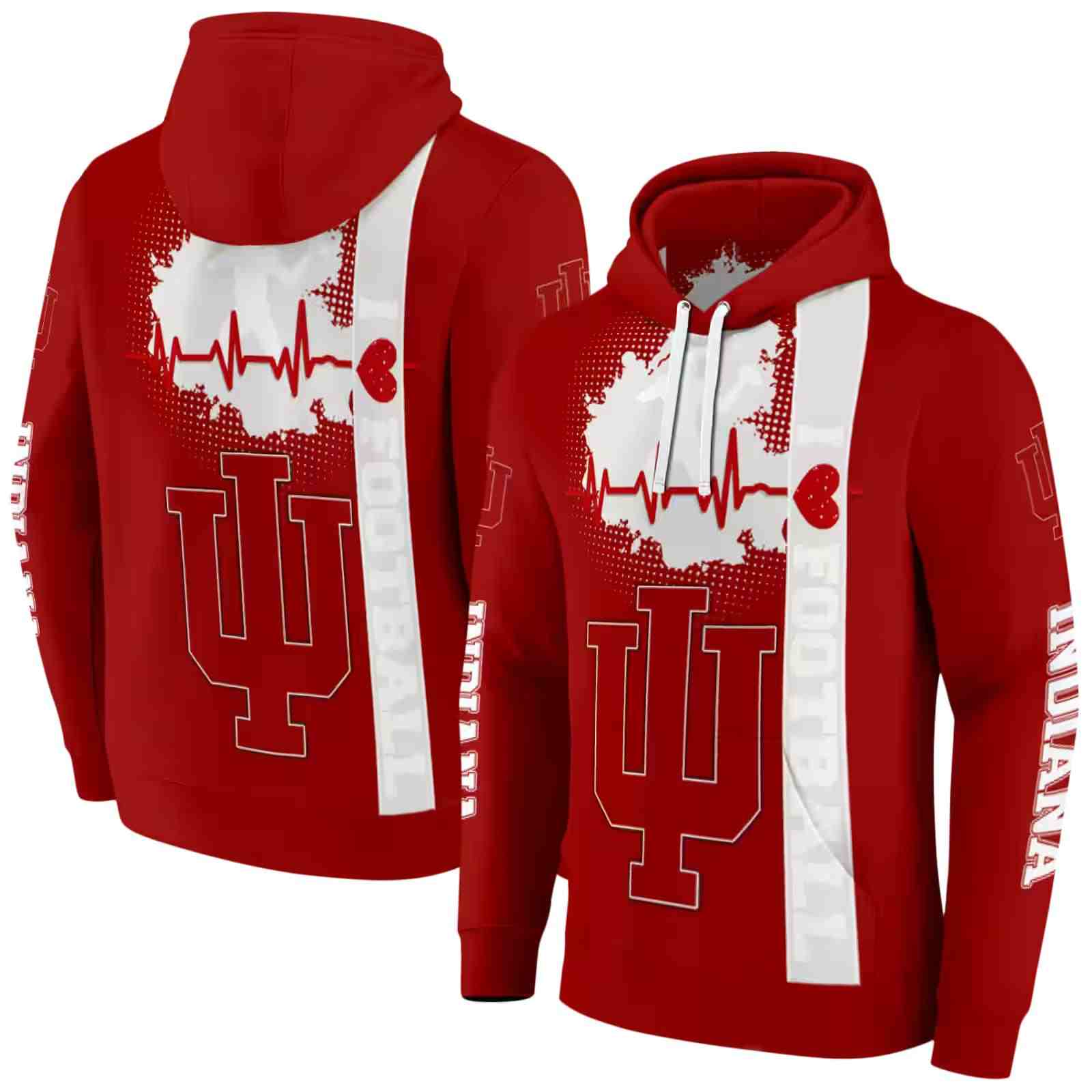 indiana hoosiers football heartbeat red hoodie fashion forward