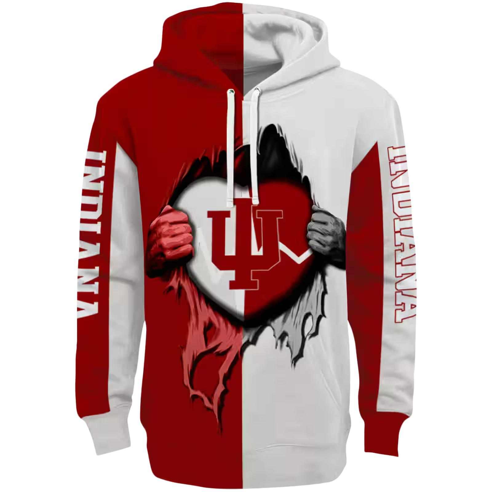 Indiana Hoosiers Heartbeat Graphic Red Hoodie