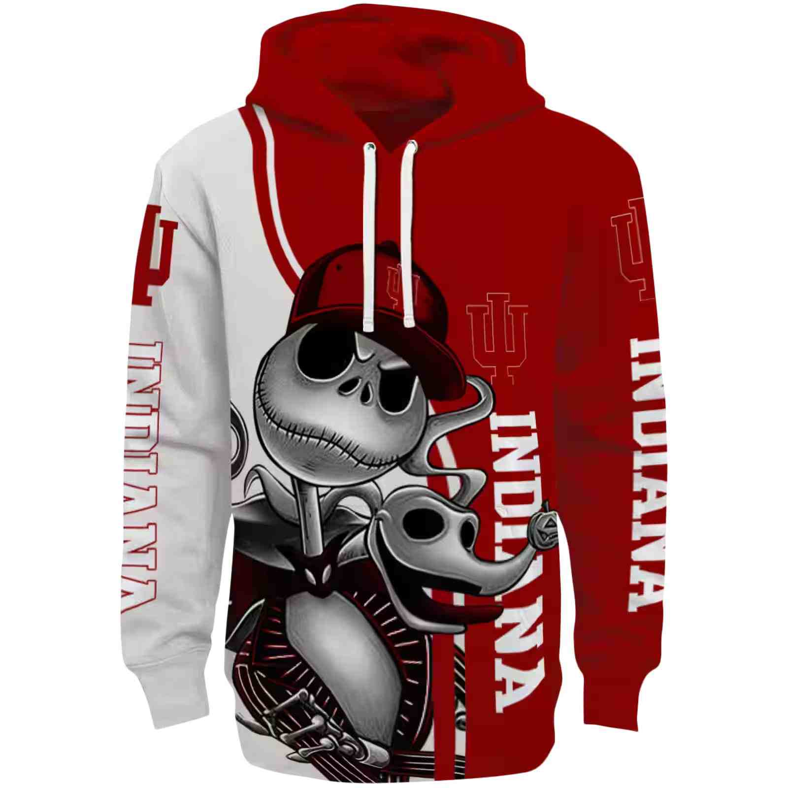 Indiana Hoosiers Jack Skellington Red Hoodie