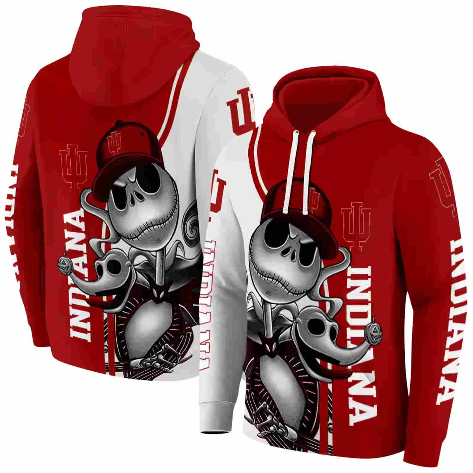 indiana hoosiers jack skellington red hoodie fashion forward