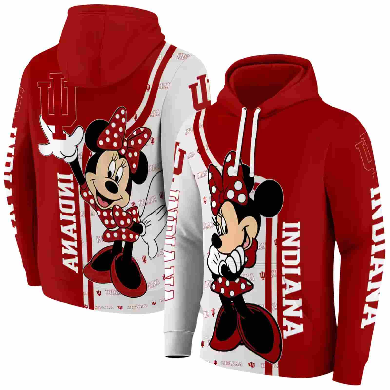 indiana hoosiers minnie mouse red hoodie fashion forward