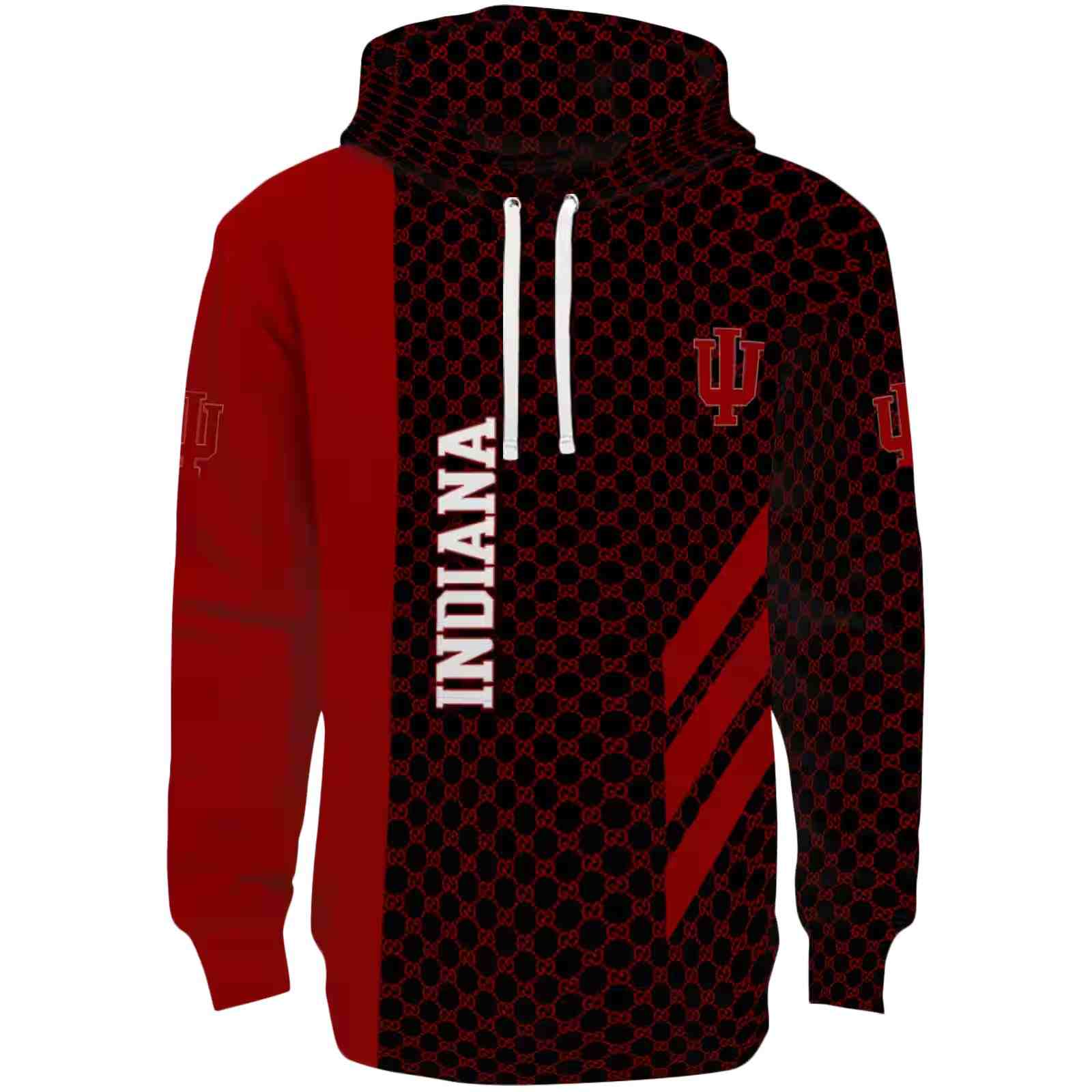 Indiana Hoosiers Monogram Pattern Red Hoodie