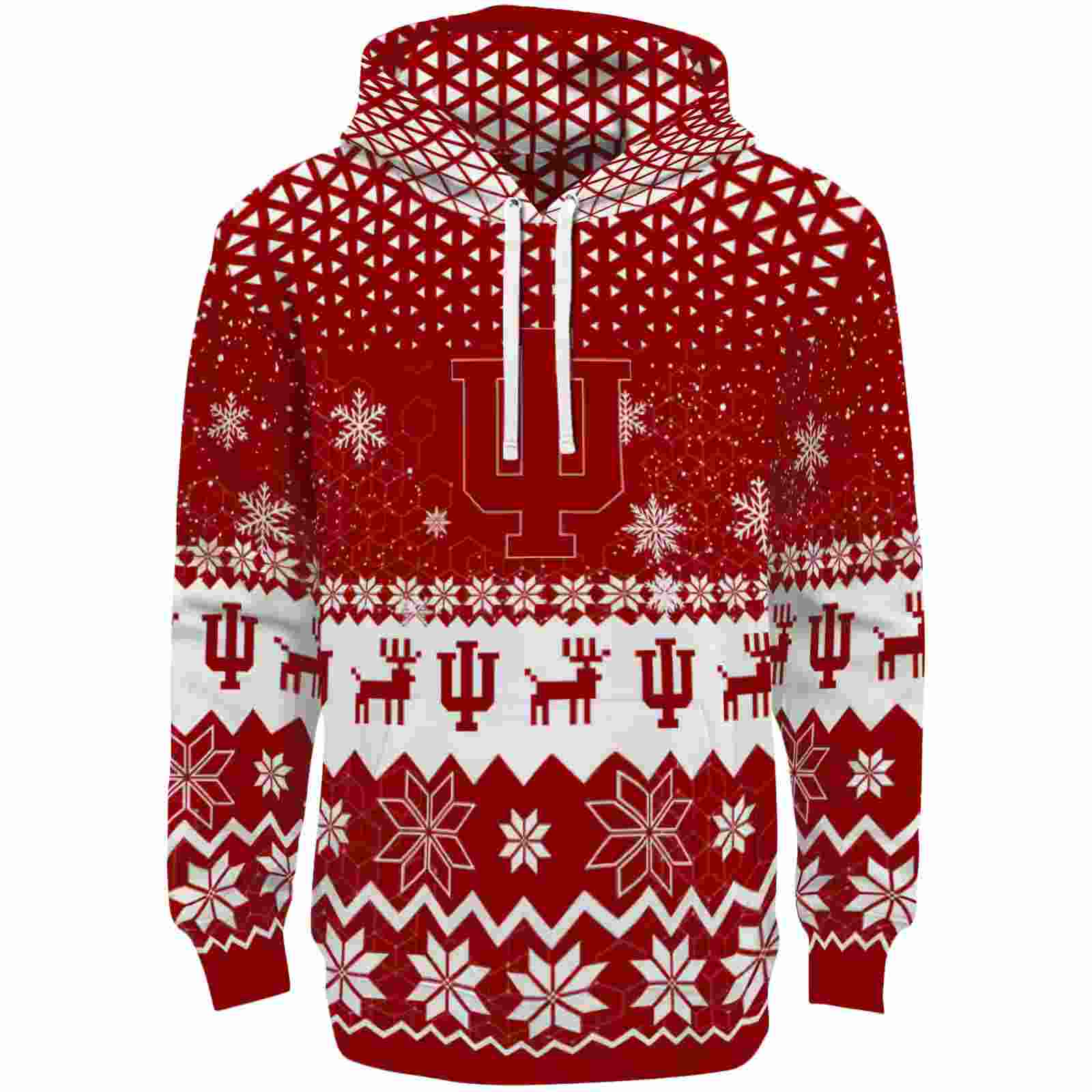 Indiana Hoosiers Reindeer Motif Red Hoodie