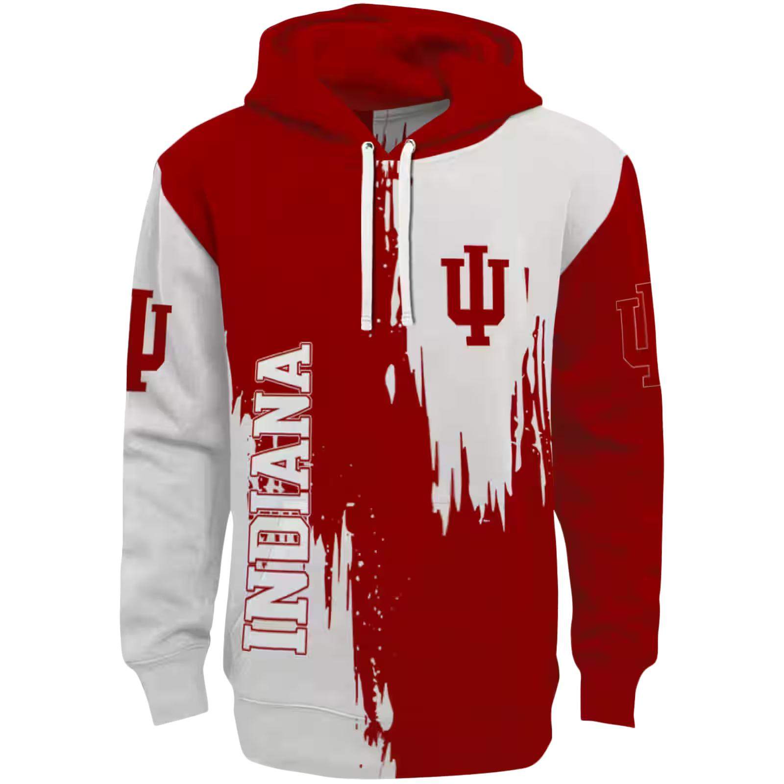 Indiana Hoosiers Splatter Effect Red Hoodie
