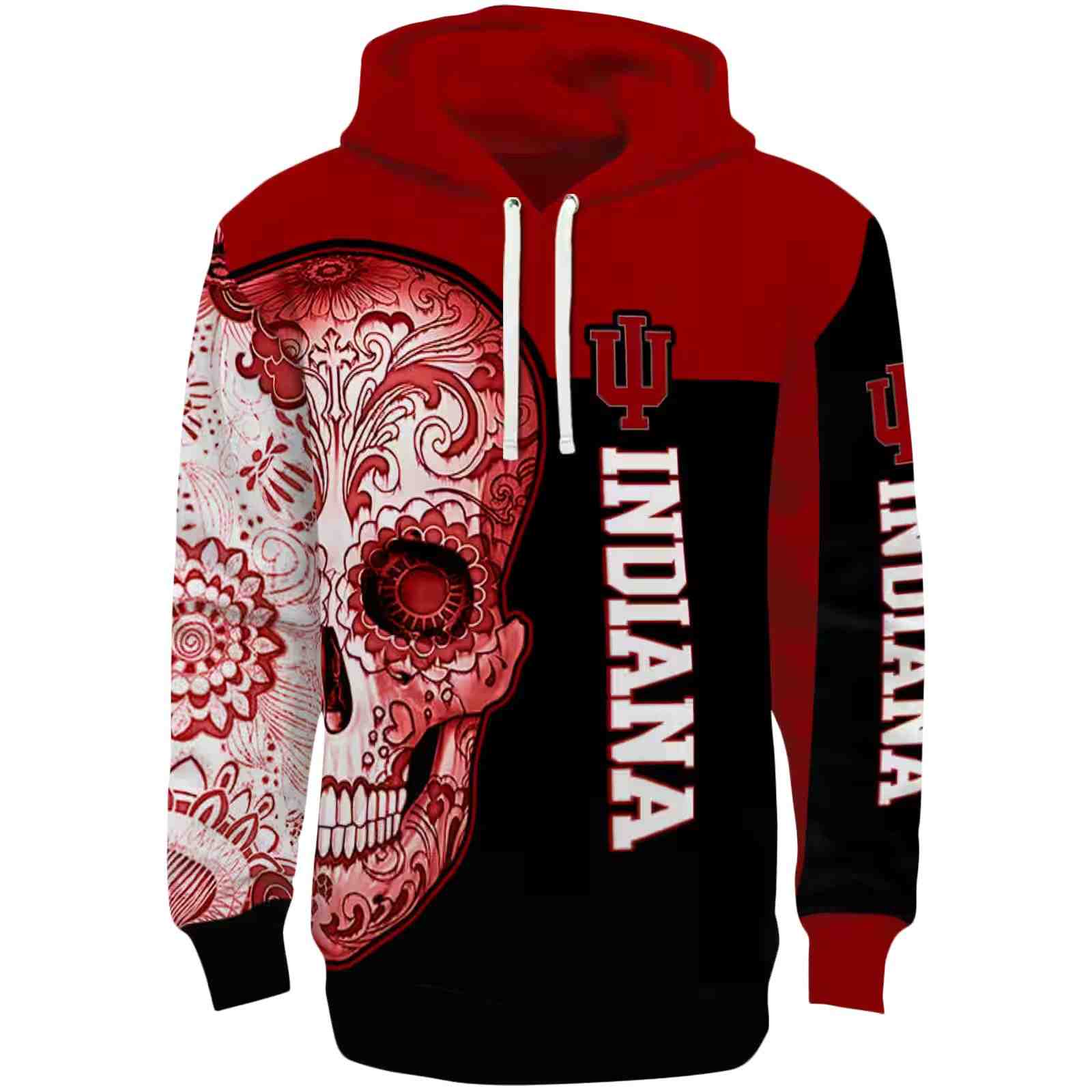 Indiana Hoosiers Sugar Skull Red Black Hoodie